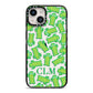 Personalised Cactus Initials iPhone 14 Black Impact Case on Silver phone