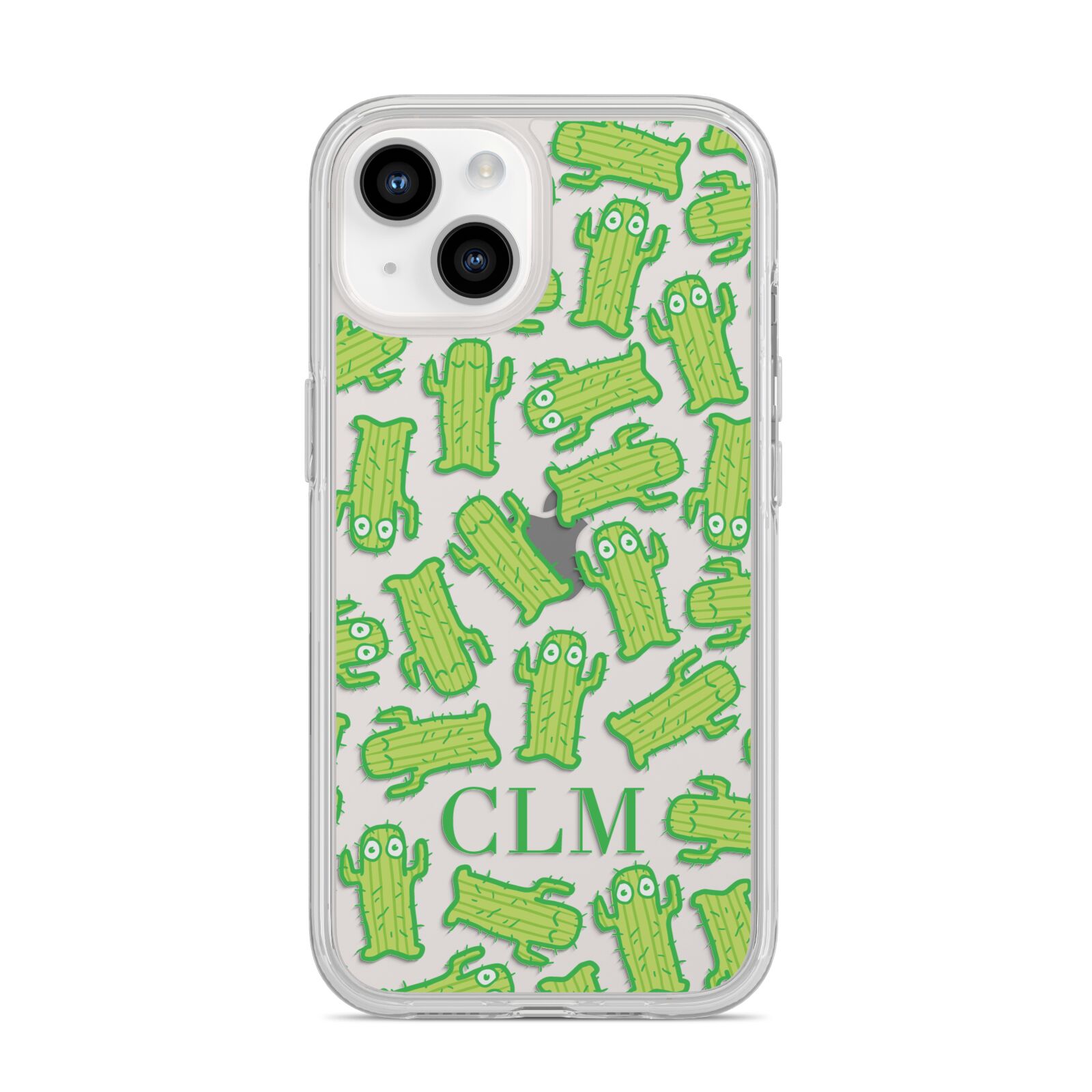 Personalised Cactus Initials iPhone 14 Clear Tough Case Starlight