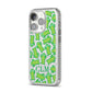 Personalised Cactus Initials iPhone 14 Pro Glitter Tough Case Silver Angled Image