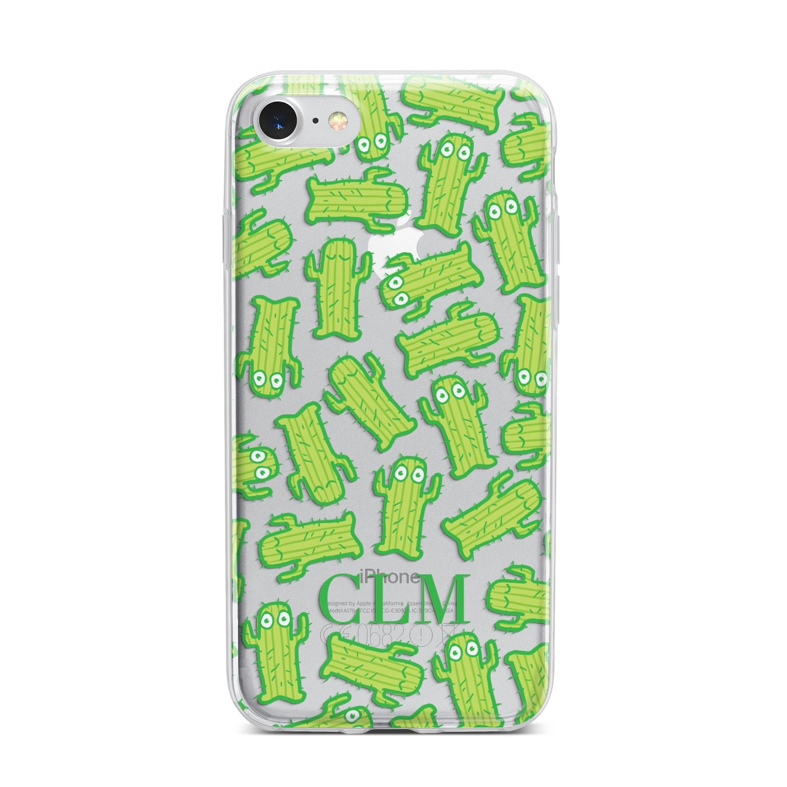 Personalised Cactus Initials iPhone 7 Bumper Case on Silver iPhone