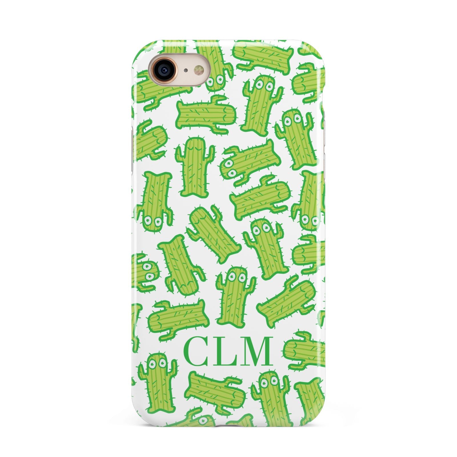 Personalised Cactus Initials iPhone 8 3D Tough Case on Gold Phone