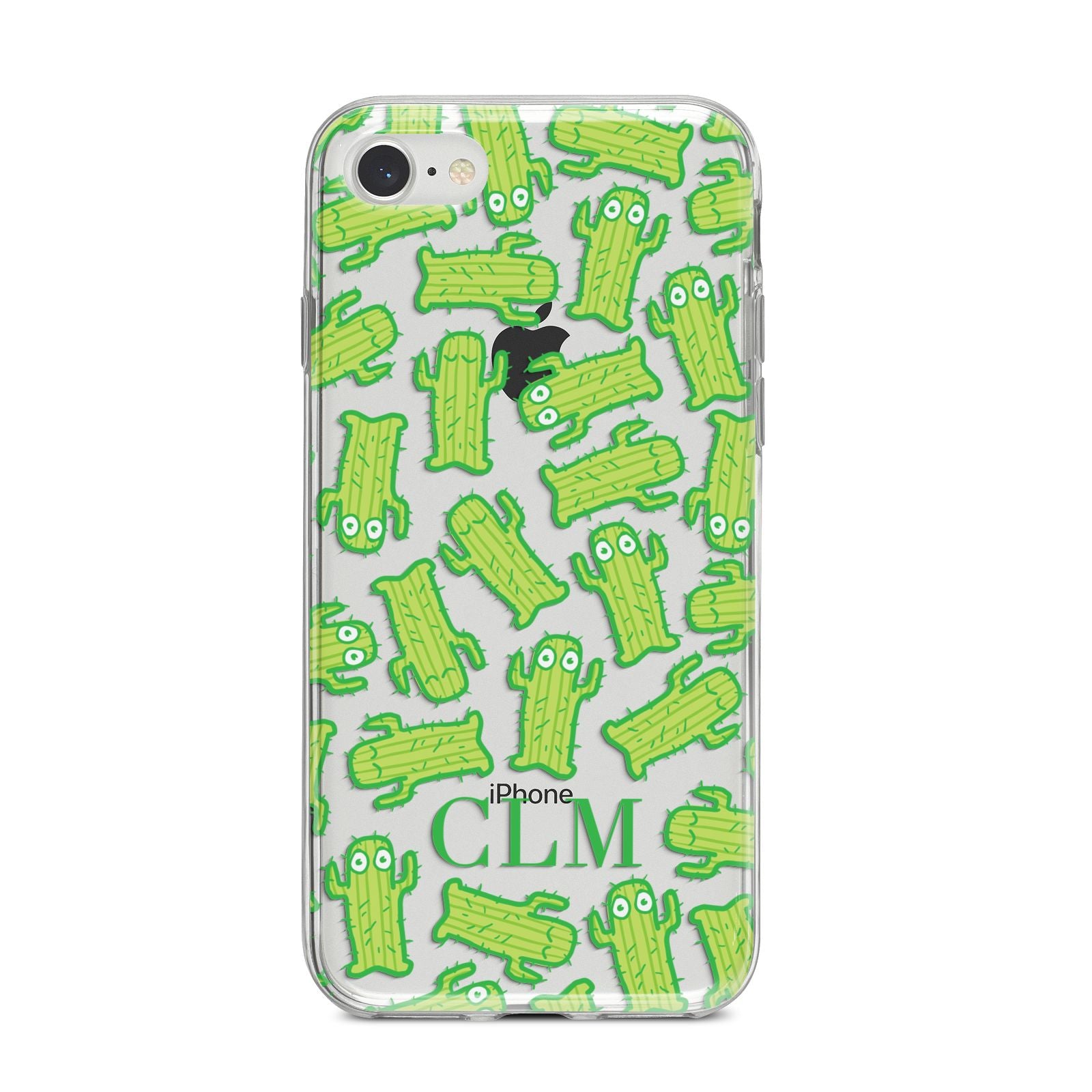 Personalised Cactus Initials iPhone 8 Bumper Case on Silver iPhone