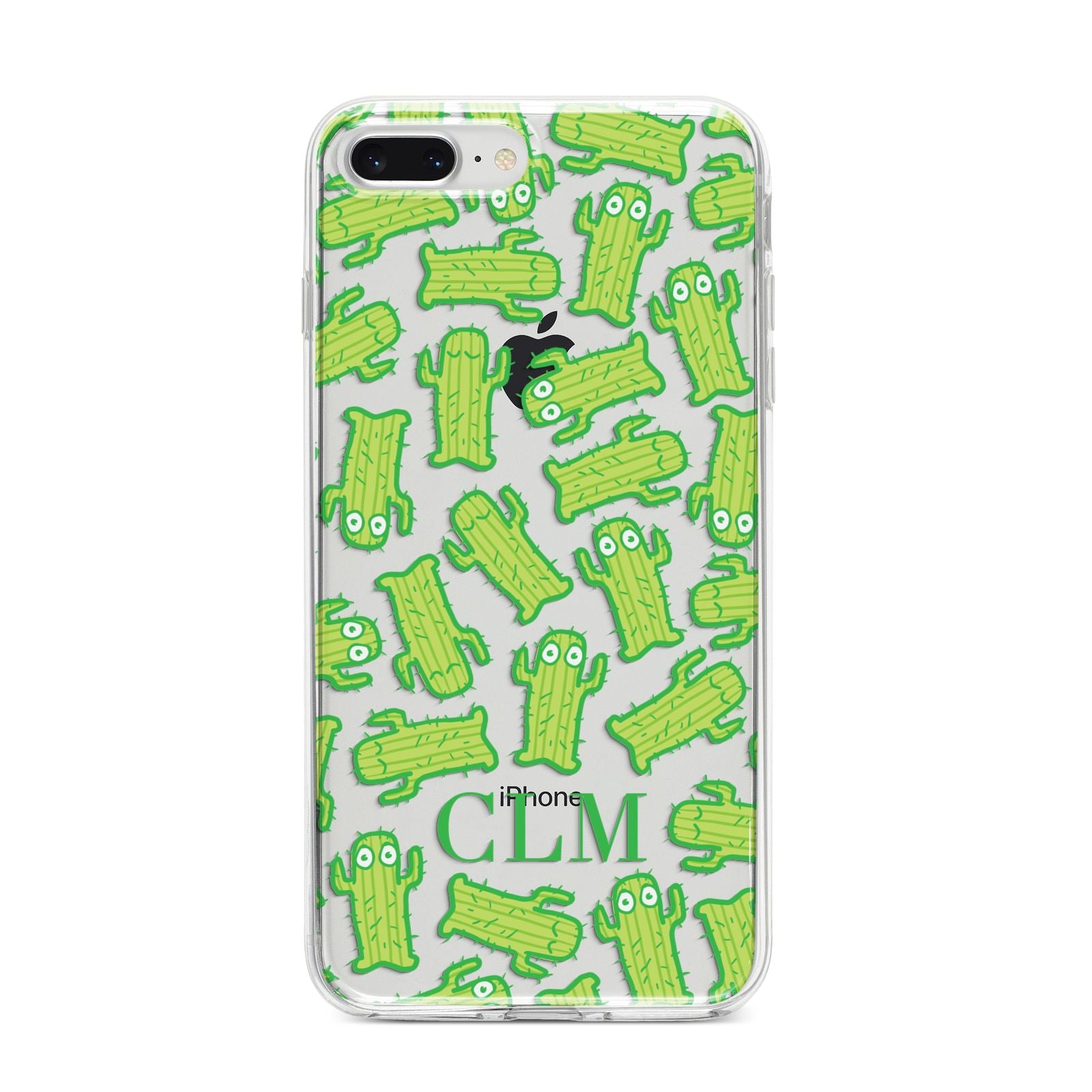 Personalised Cactus Initials iPhone 8 Plus Bumper Case on Silver iPhone