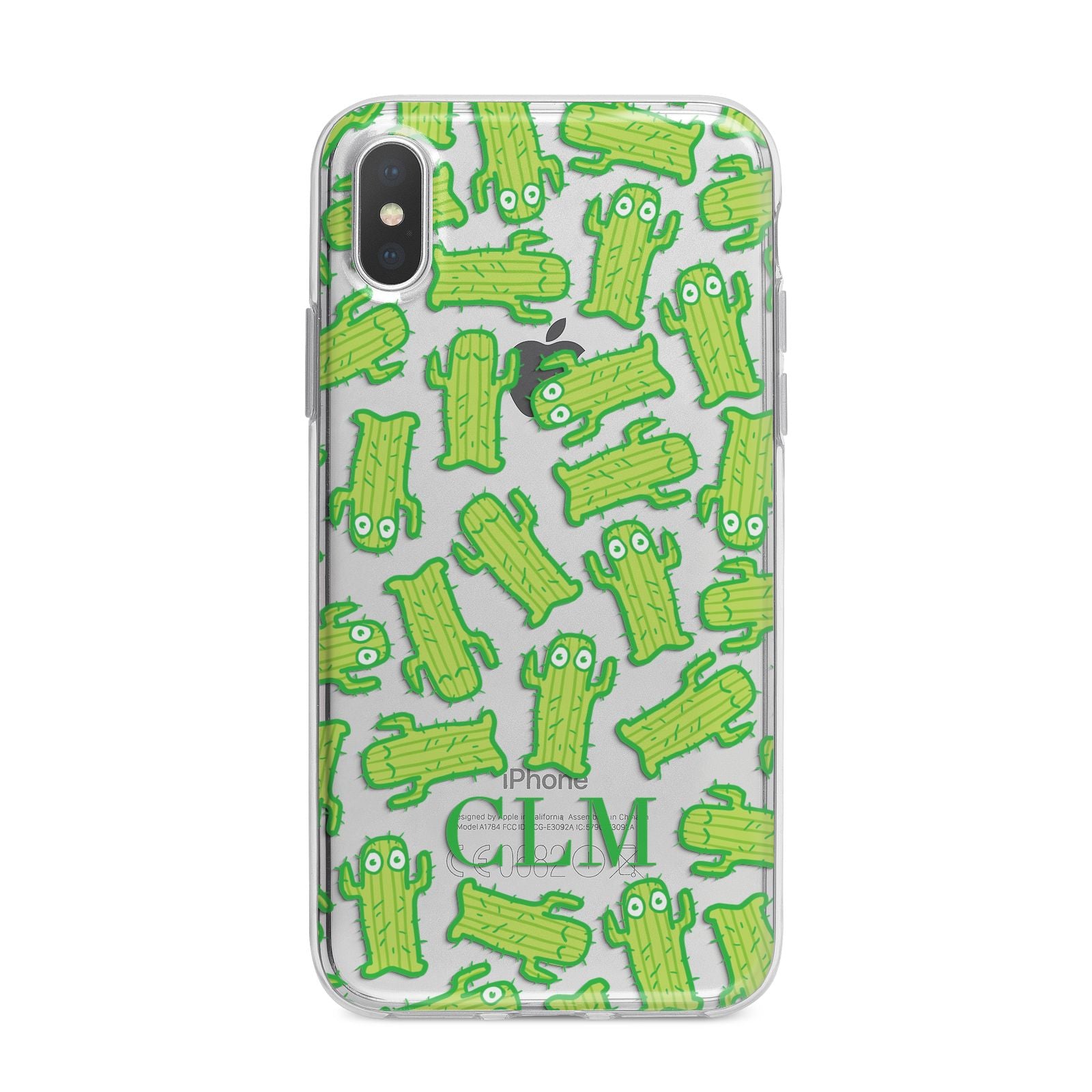 Personalised Cactus Initials iPhone X Bumper Case on Silver iPhone Alternative Image 1