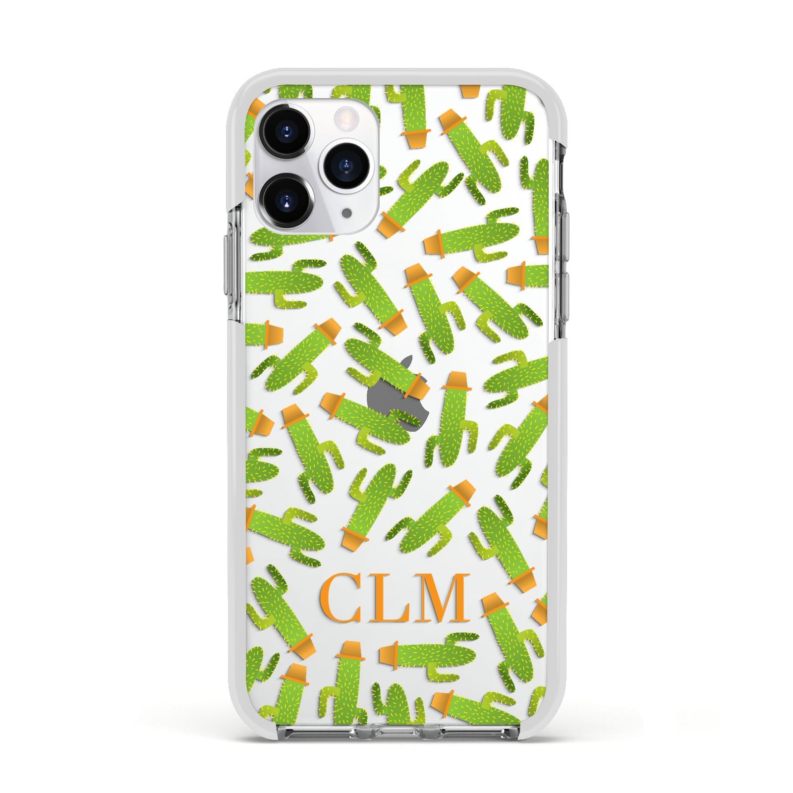 Personalised Cactus Monogram Apple iPhone 11 Pro in Silver with White Impact Case