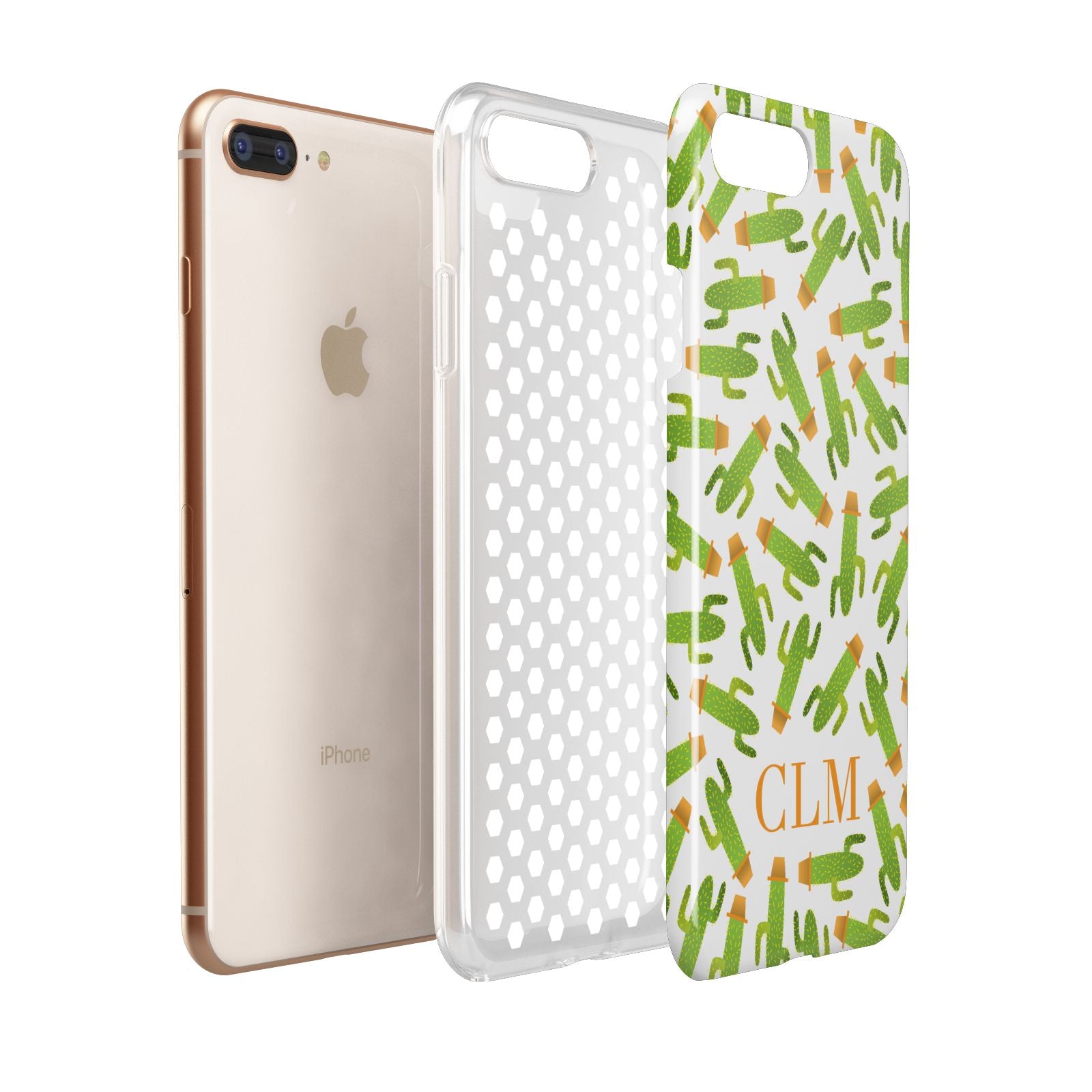 Personalised Cactus Monogram Apple iPhone 7 8 Plus 3D Tough Case Expanded View
