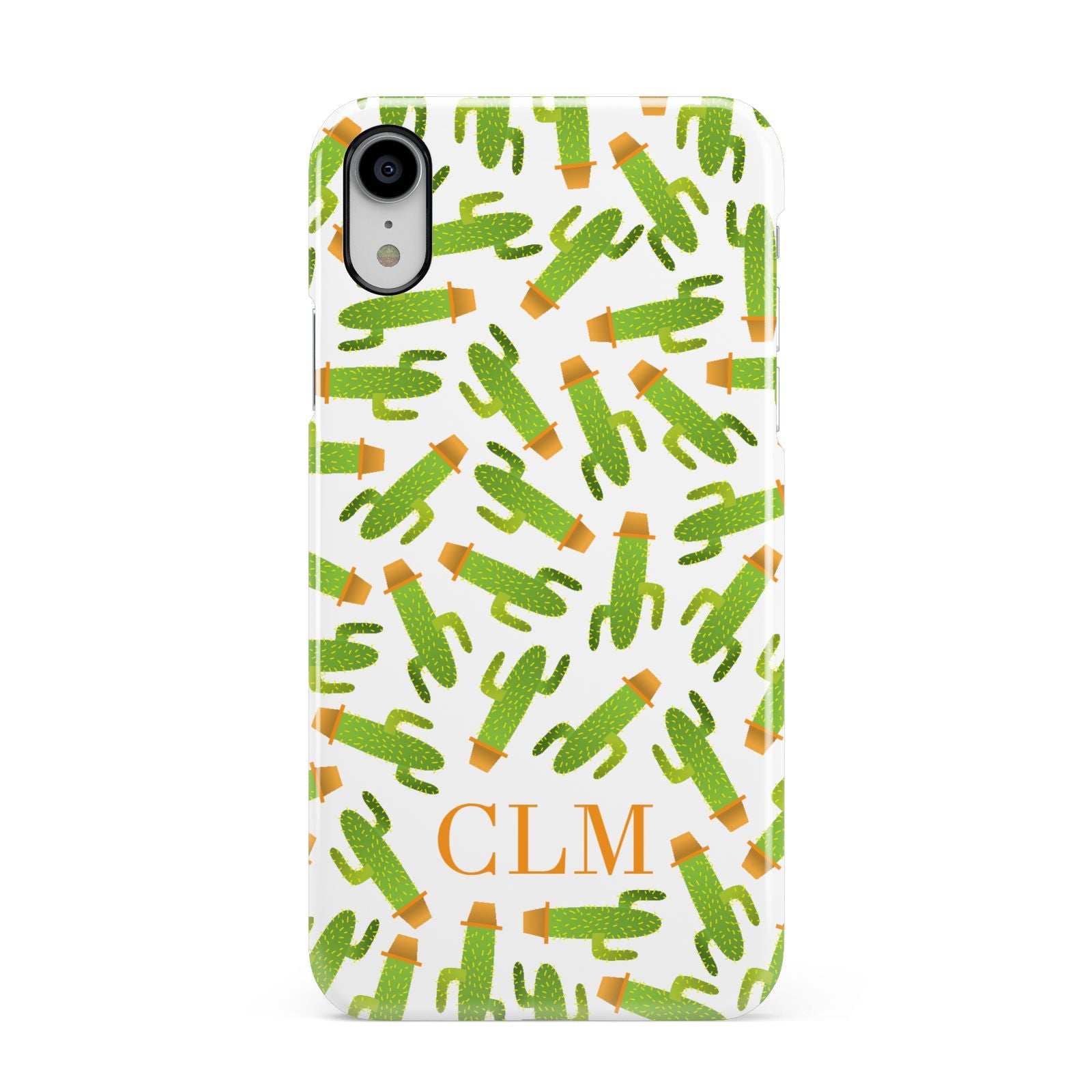 Personalised Cactus Monogram Apple iPhone XR White 3D Snap Case