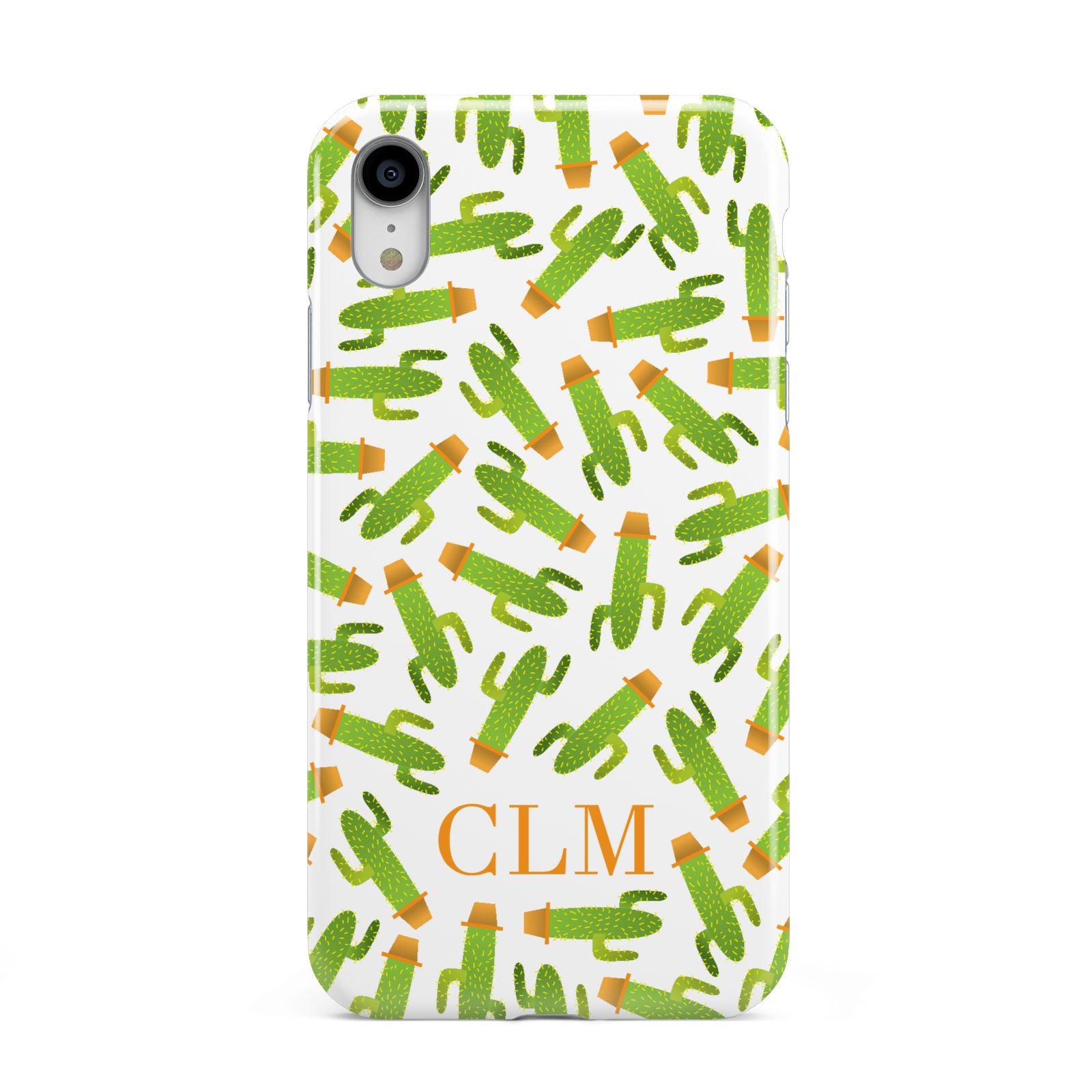 Personalised Cactus Monogram Apple iPhone XR White 3D Tough Case