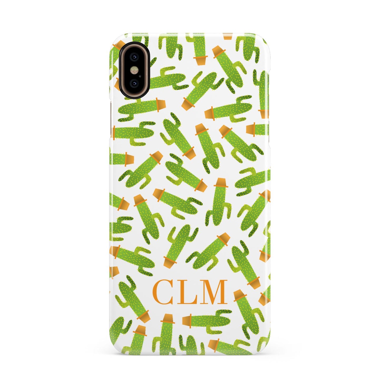 Personalised Cactus Monogram Apple iPhone Xs Max 3D Snap Case