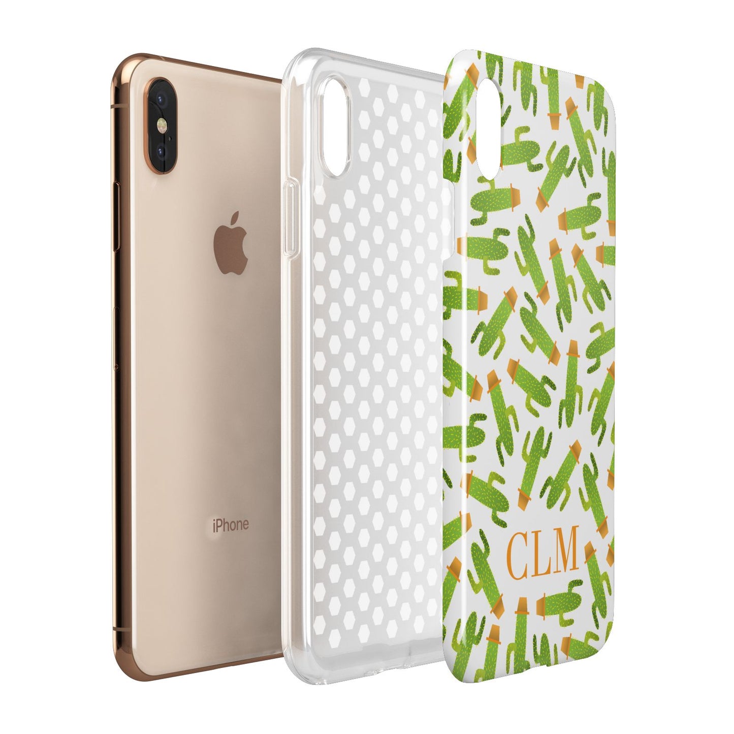 Personalised Cactus Monogram Apple iPhone Xs Max 3D Tough Case Expanded View