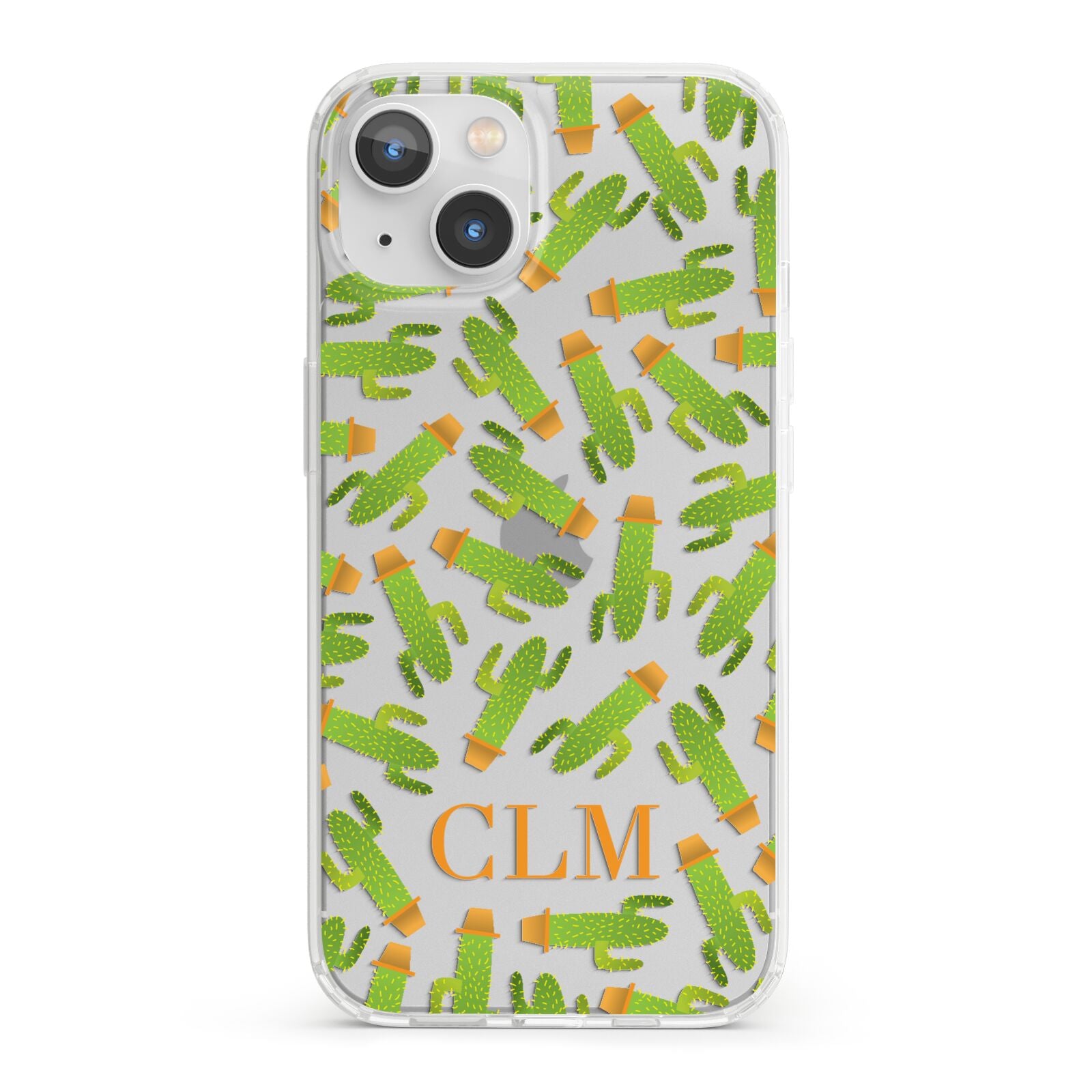 Personalised Cactus Monogram iPhone 13 Clear Bumper Case