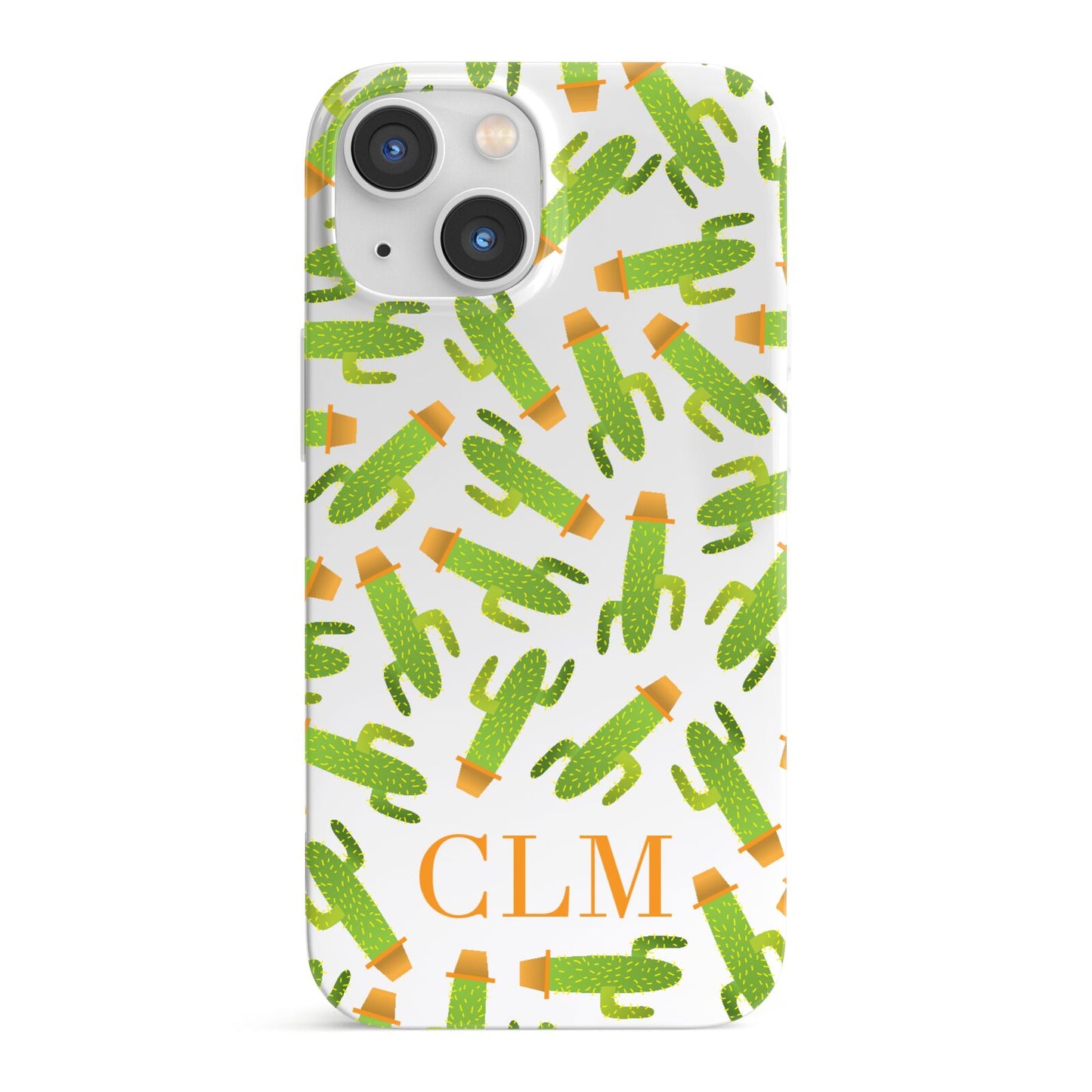 Personalised Cactus Monogram iPhone 13 Mini Full Wrap 3D Snap Case