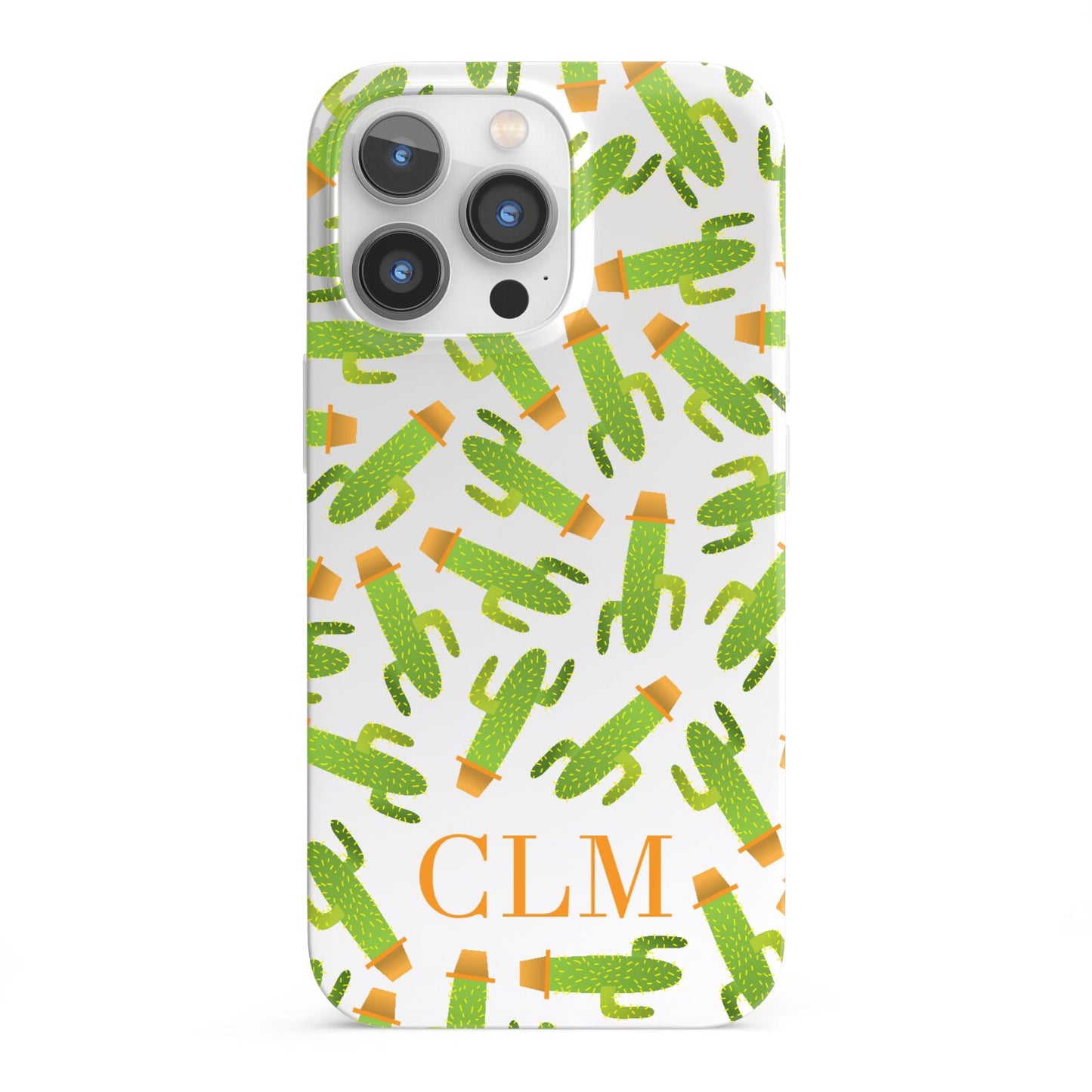 Personalised Cactus Monogram iPhone 13 Pro Full Wrap 3D Snap Case