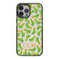 Personalised Cactus Monogram iPhone 13 Pro Max Black Impact Case on Silver phone
