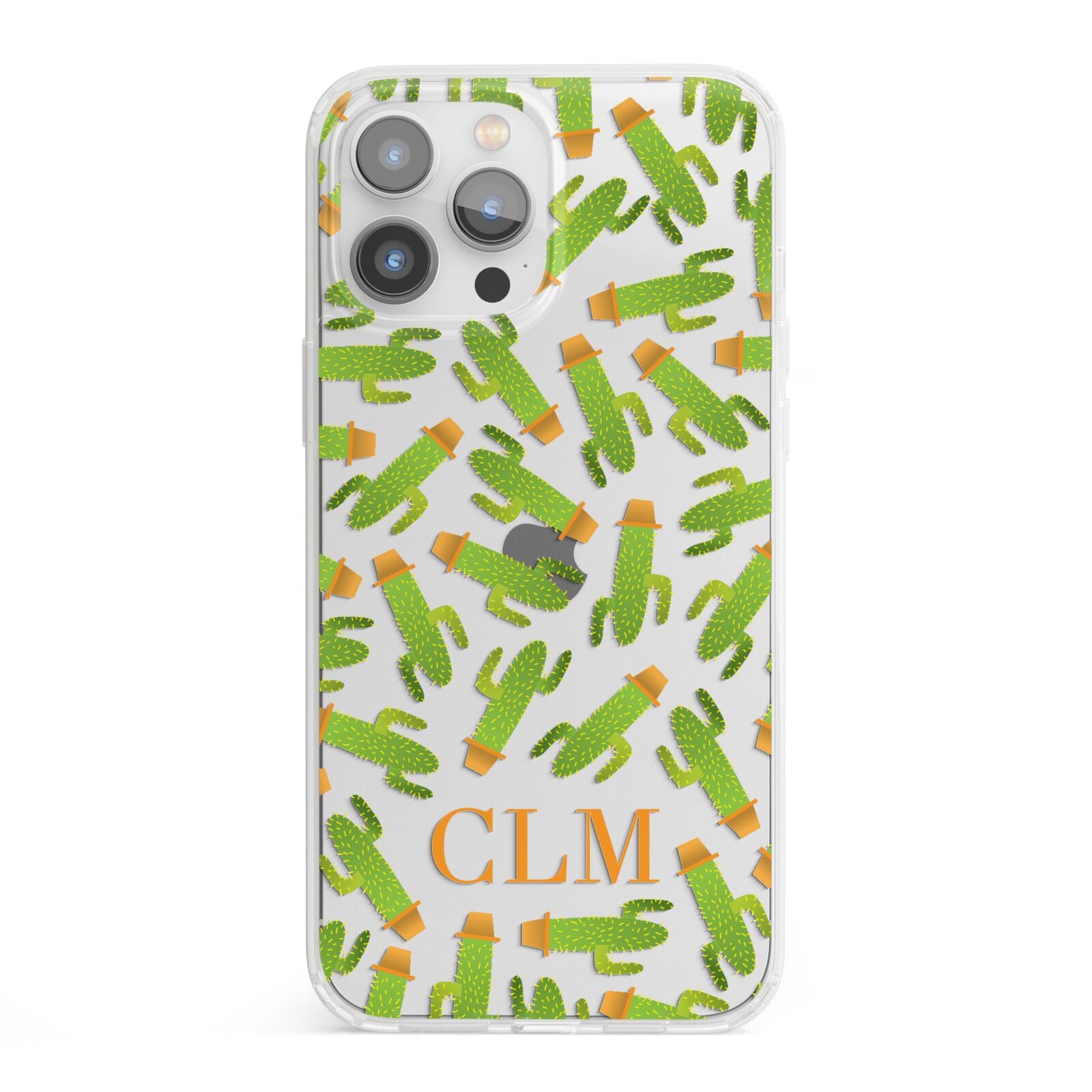 Personalised Cactus Monogram iPhone 13 Pro Max Clear Bumper Case