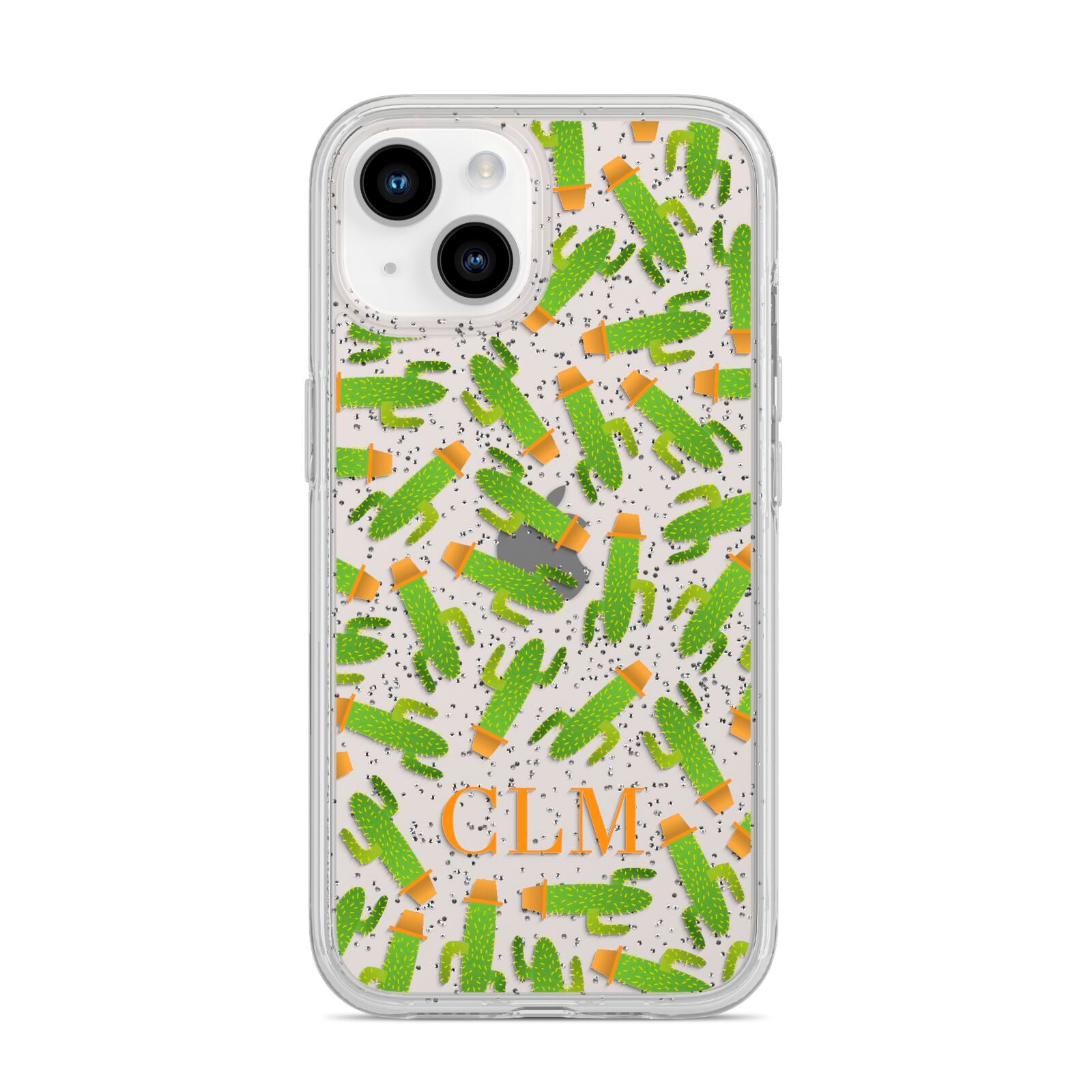Personalised Cactus Monogram iPhone 14 Glitter Tough Case Starlight