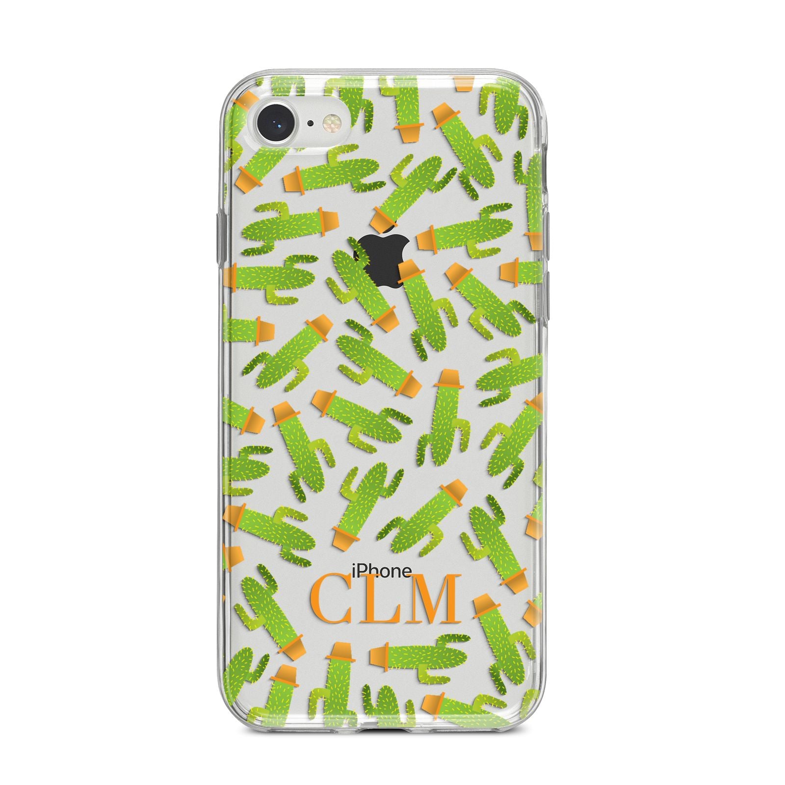 Personalised Cactus Monogram iPhone 8 Bumper Case on Silver iPhone
