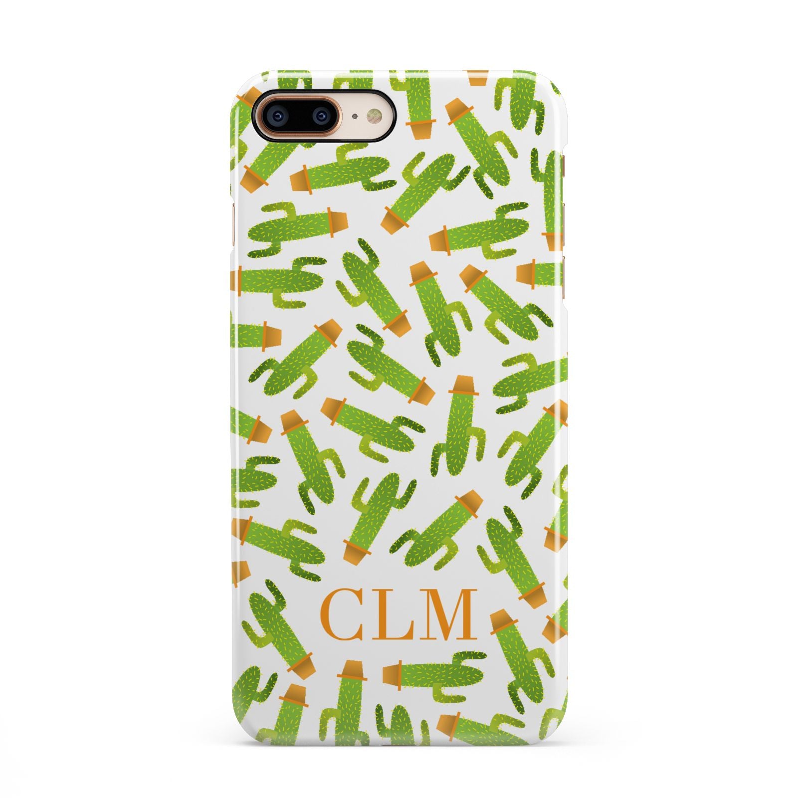 Personalised Cactus Monogram iPhone 8 Plus 3D Snap Case on Gold Phone