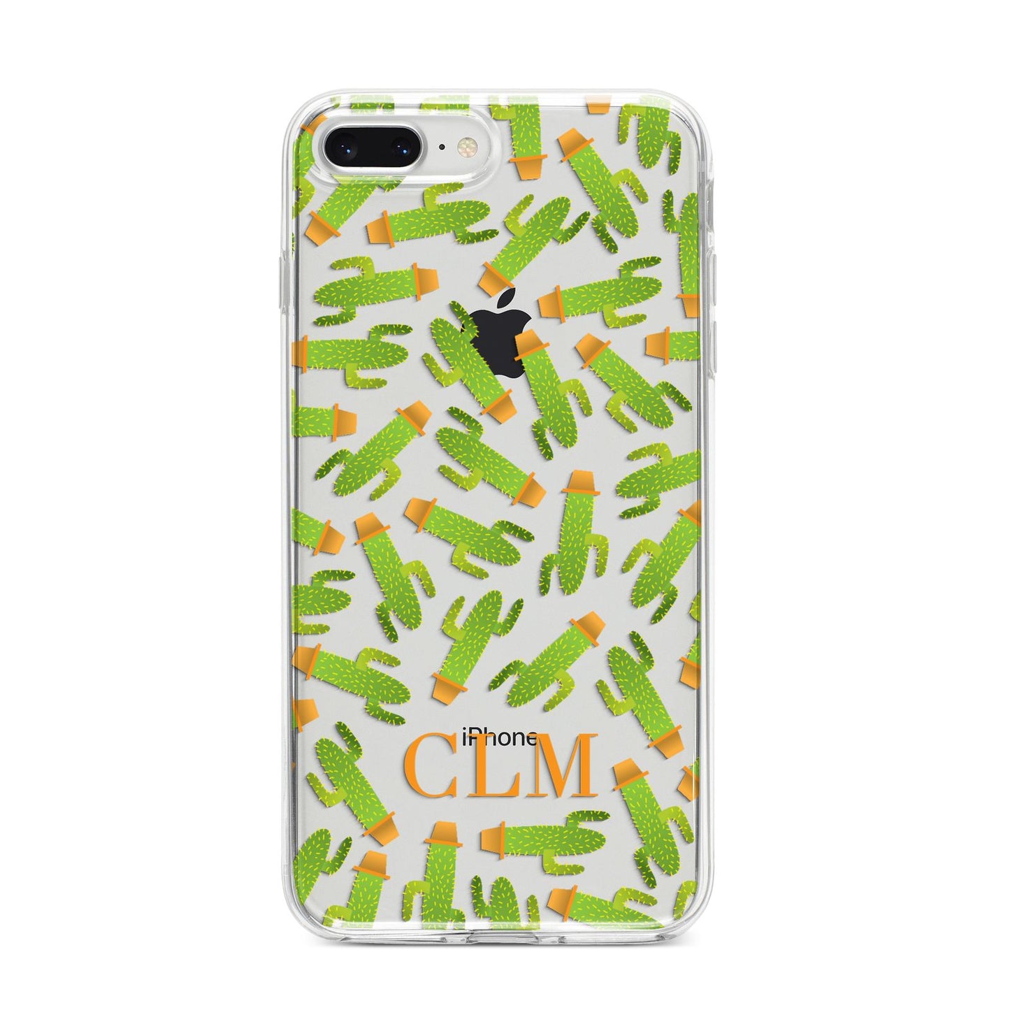 Personalised Cactus Monogram iPhone 8 Plus Bumper Case on Silver iPhone