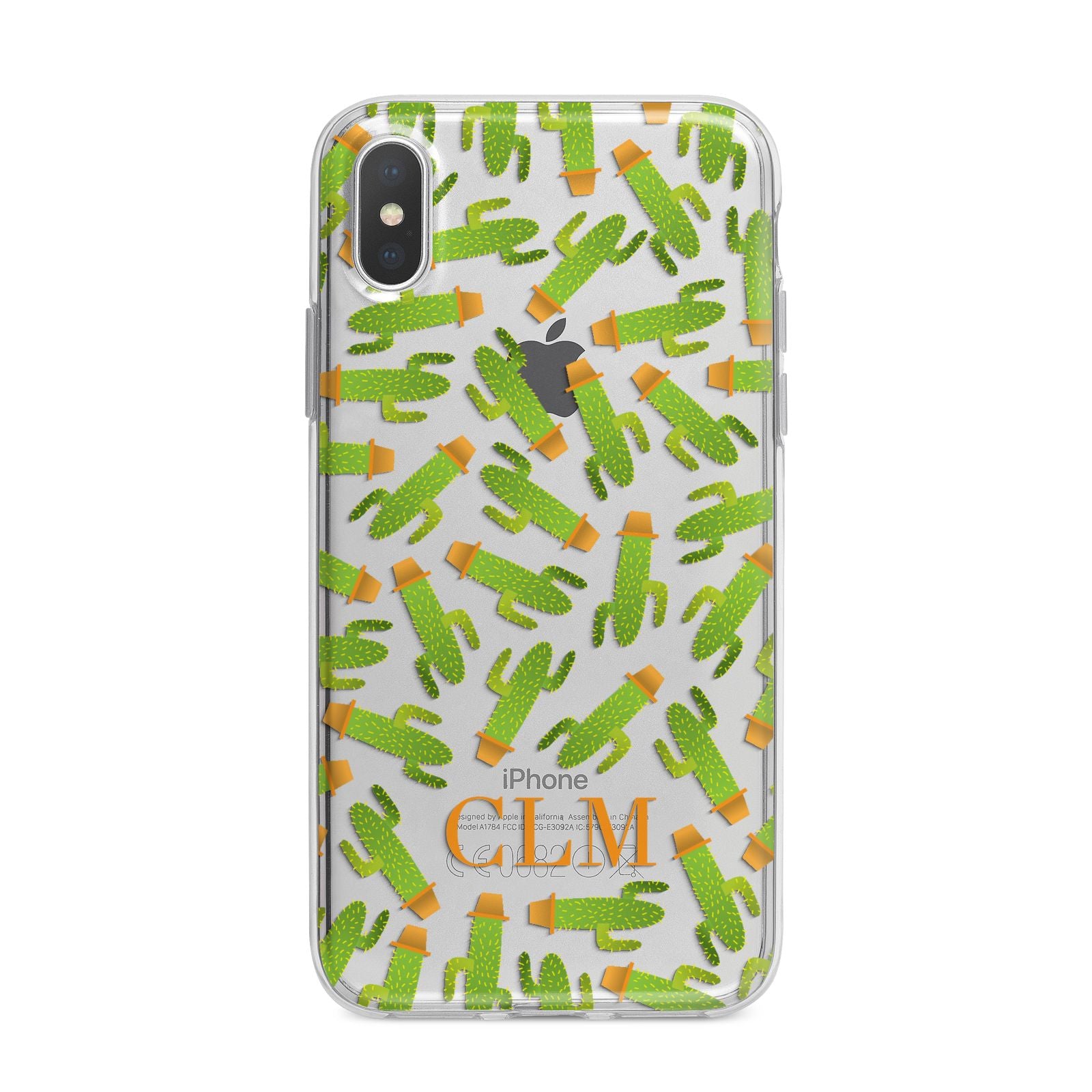 Personalised Cactus Monogram iPhone X Bumper Case on Silver iPhone Alternative Image 1