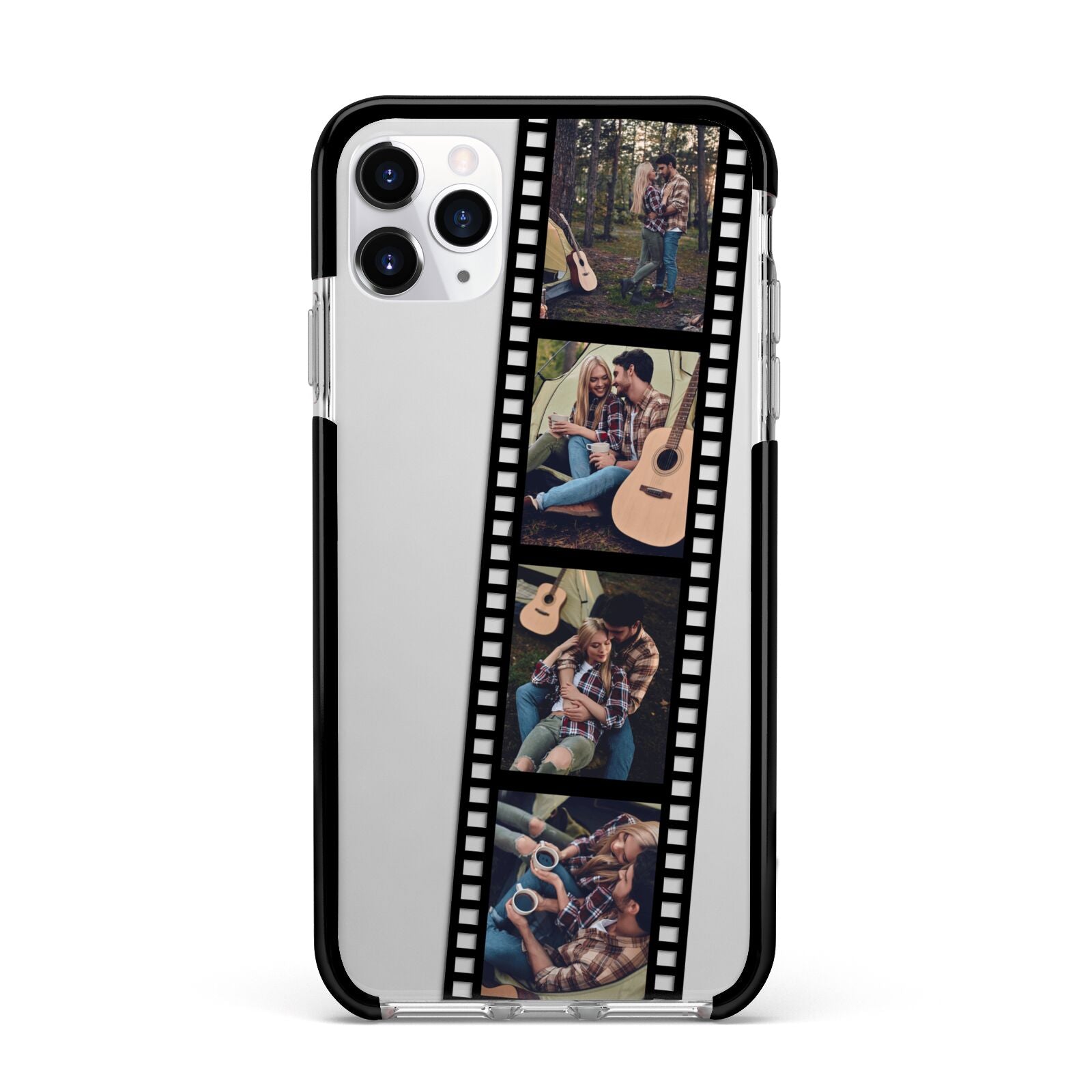 Personalised Camera Film Photo Apple iPhone 11 Pro Max in Silver with Black Impact Case