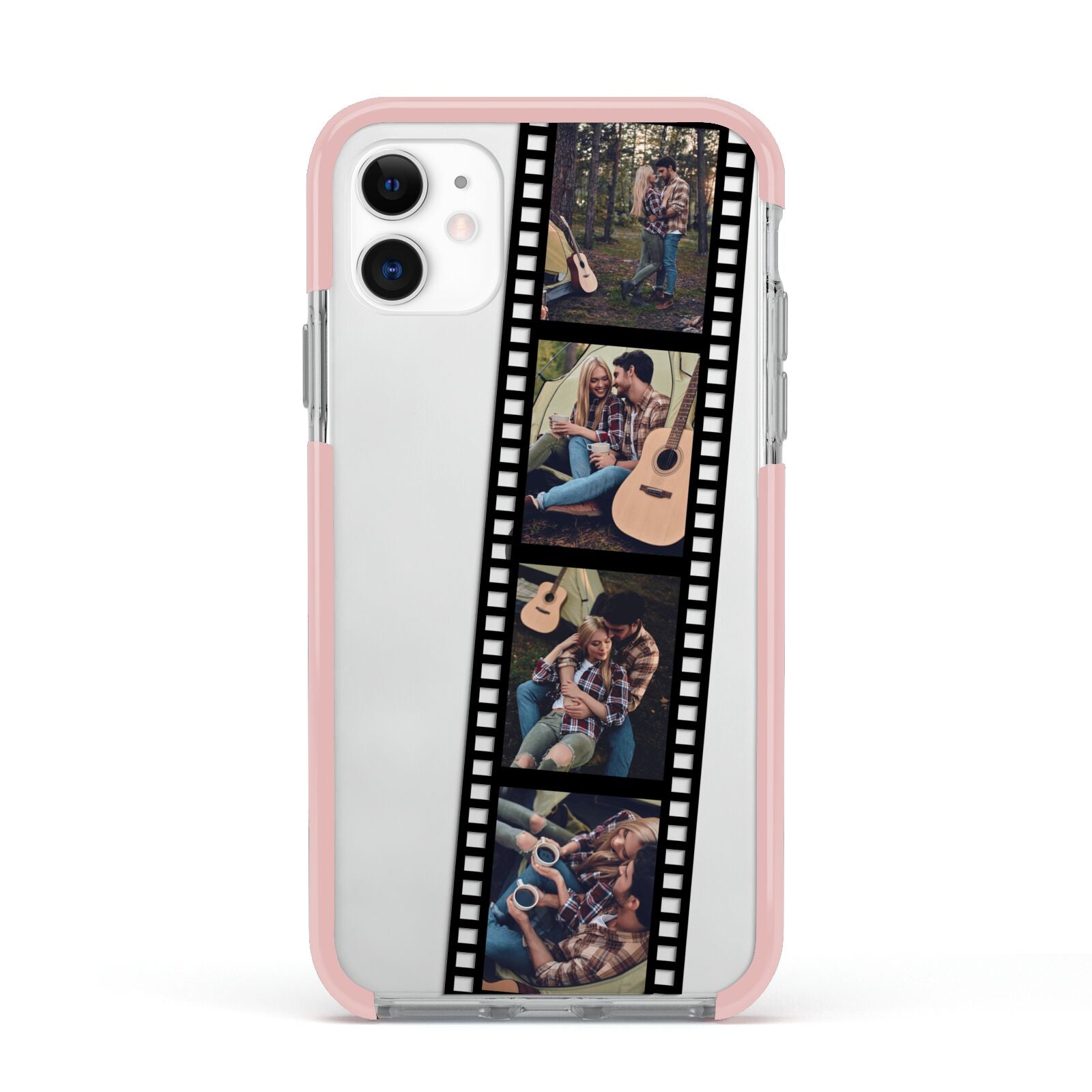 Personalised Camera Film Photo Apple iPhone 11 in White with Pink Impact Case