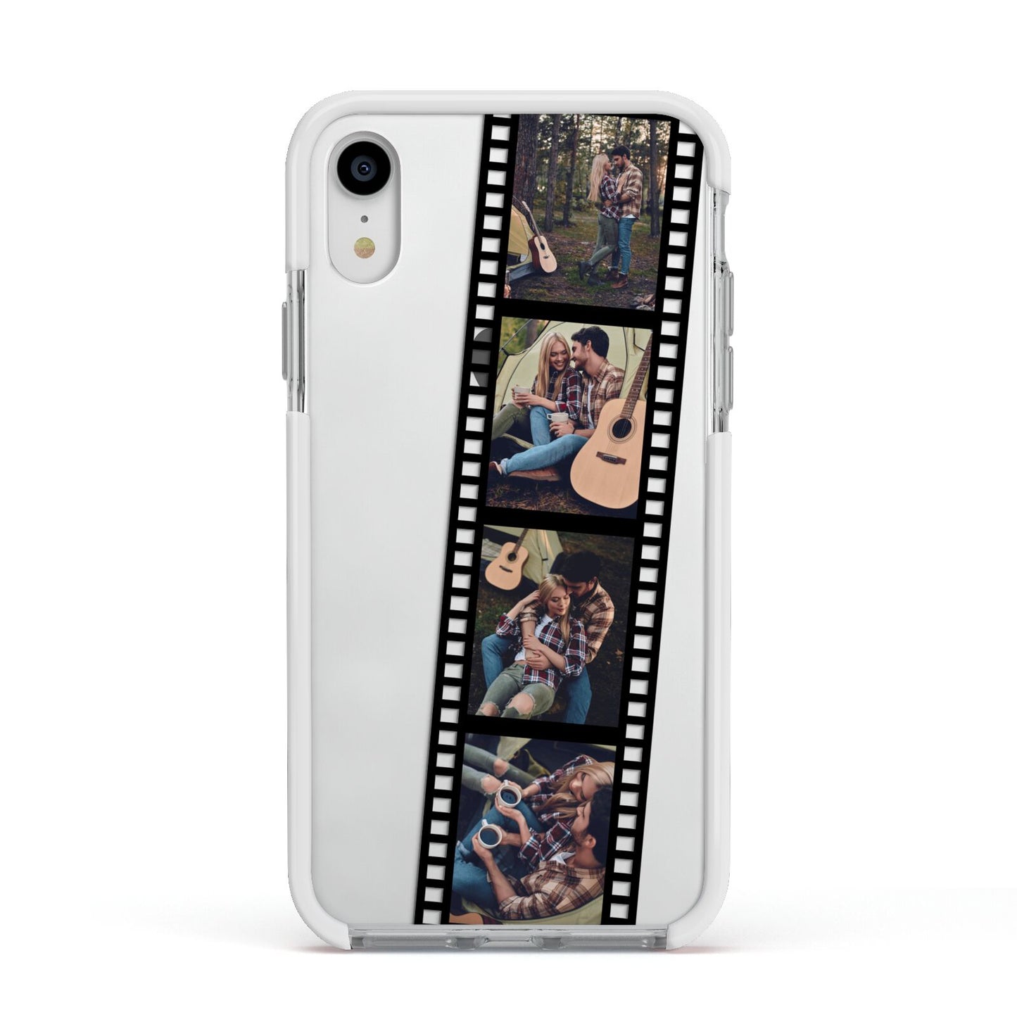 Personalised Camera Film Photo Apple iPhone XR Impact Case White Edge on Silver Phone