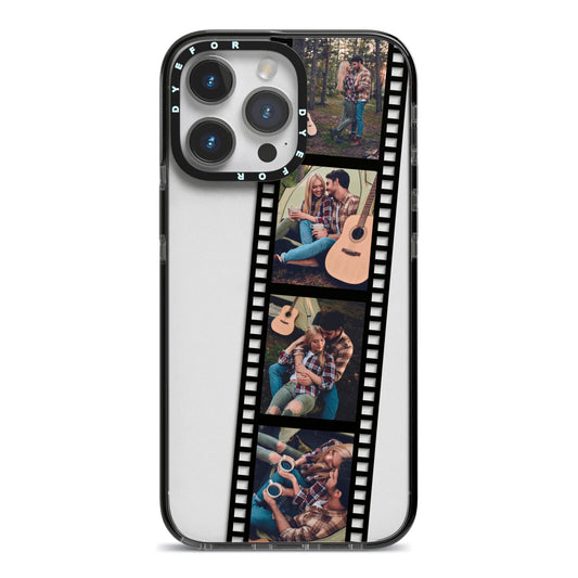 Personalised Camera Film Photo iPhone 14 Pro Max Black Impact Case on Silver phone