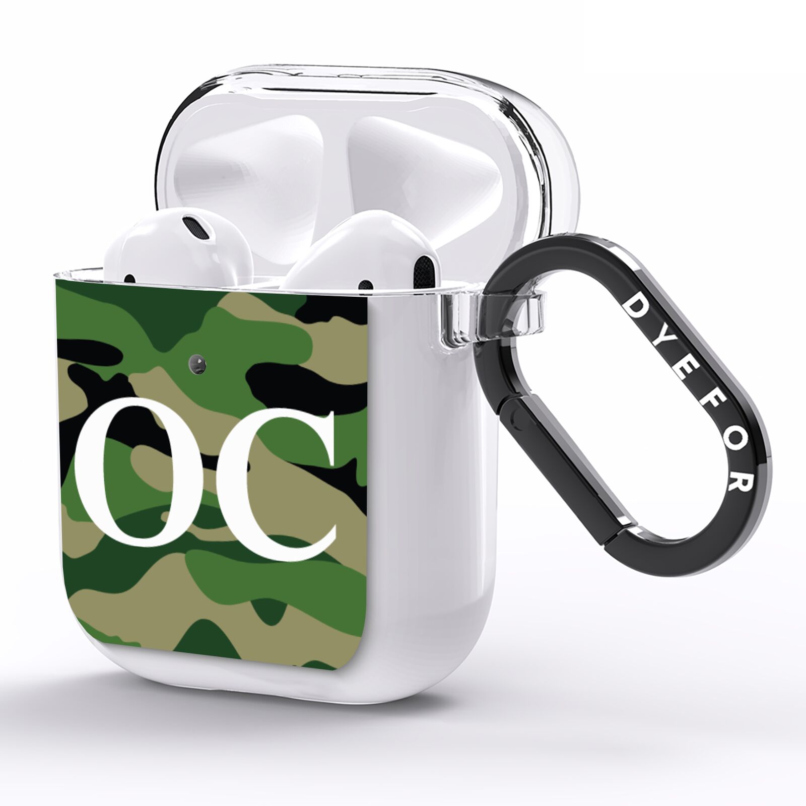 Personalised Camouflage AirPods Clear Case Side Image