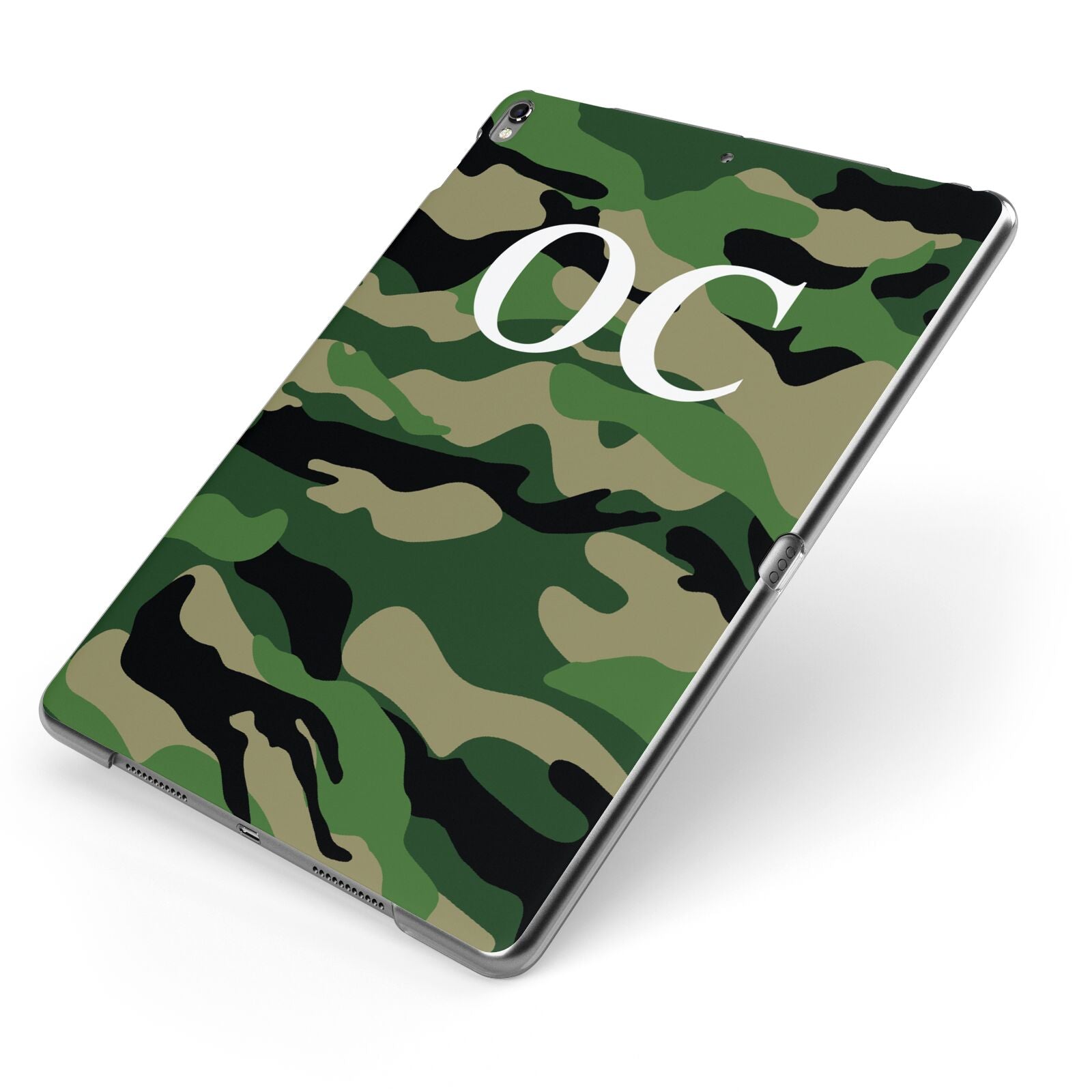 Personalised Camouflage Apple iPad Case on Grey iPad Side View