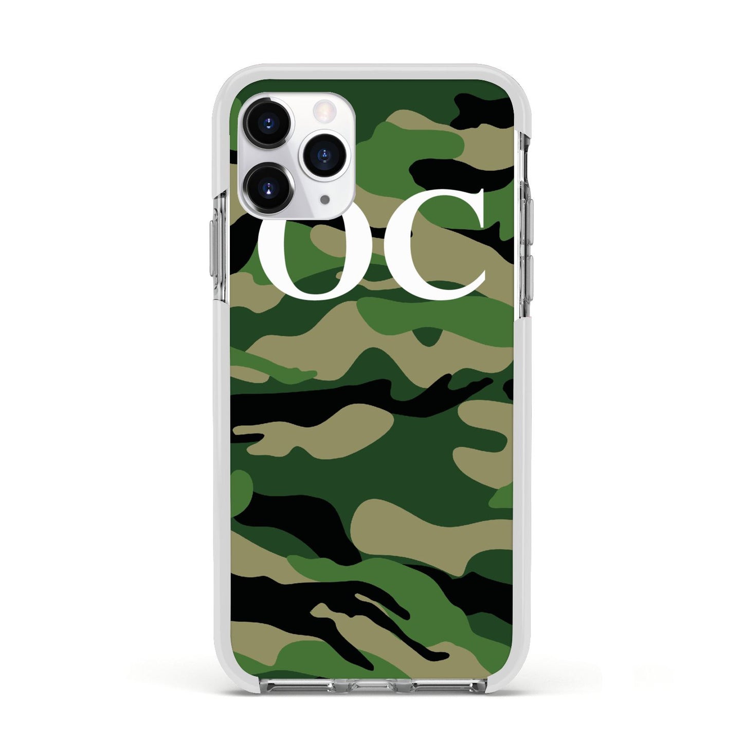 Personalised Camouflage Apple iPhone 11 Pro in Silver with White Impact Case