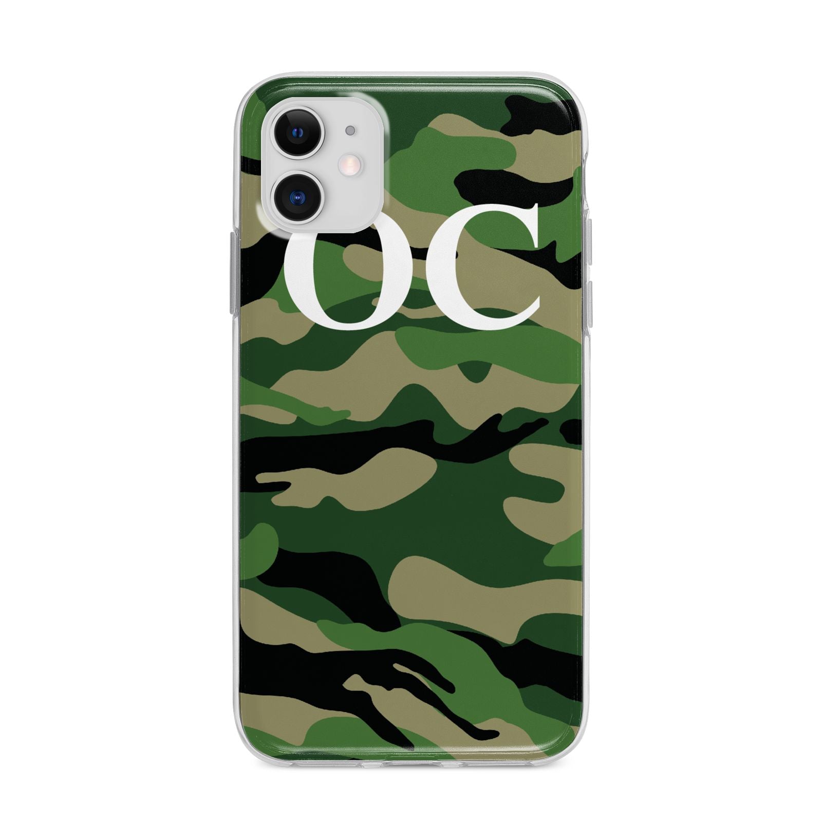 Personalised Camouflage Apple iPhone 11 in White with Bumper Case