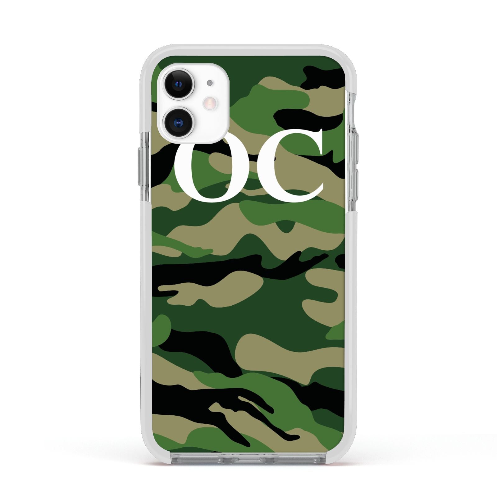 Personalised Camouflage Apple iPhone 11 in White with White Impact Case