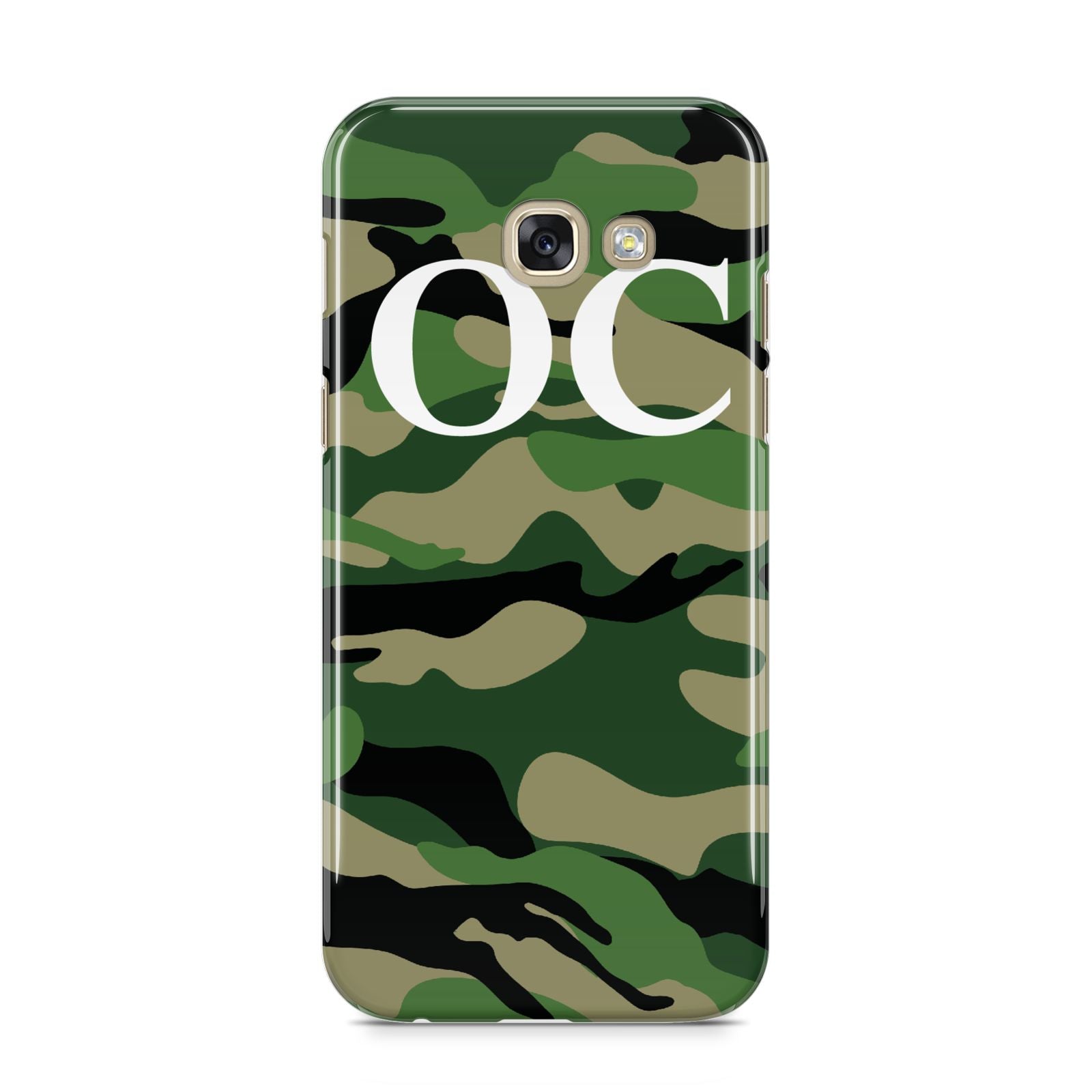 Personalised Camouflage Samsung Galaxy A5 2017 Case on gold phone