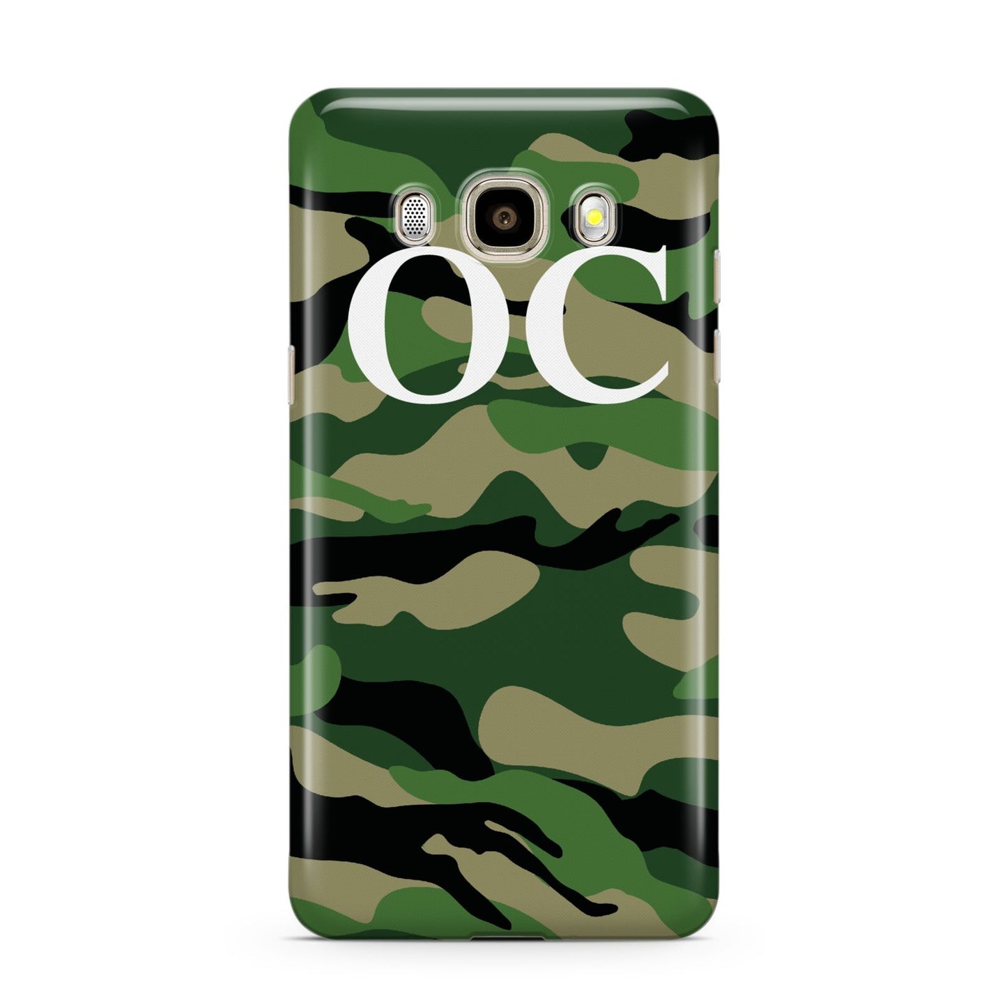 Personalised Camouflage Samsung Galaxy J7 2016 Case on gold phone