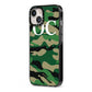 Personalised Camouflage iPhone 13 Black Impact Case Side Angle on Silver phone