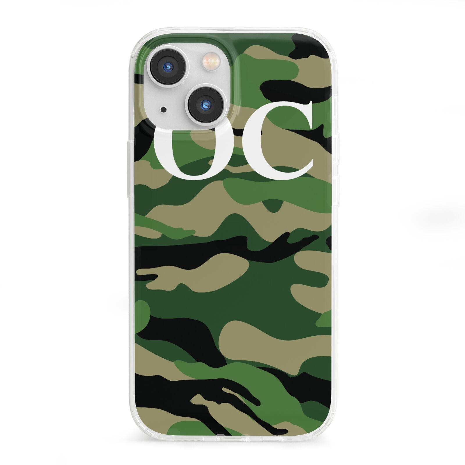 Personalised Camouflage iPhone 13 Mini Clear Bumper Case