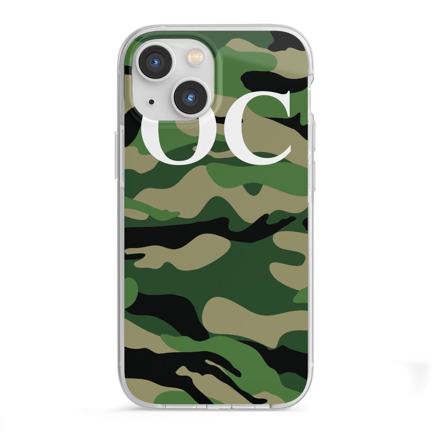 Personalised Camouflage iPhone 13 Mini TPU Impact Case with White Edges