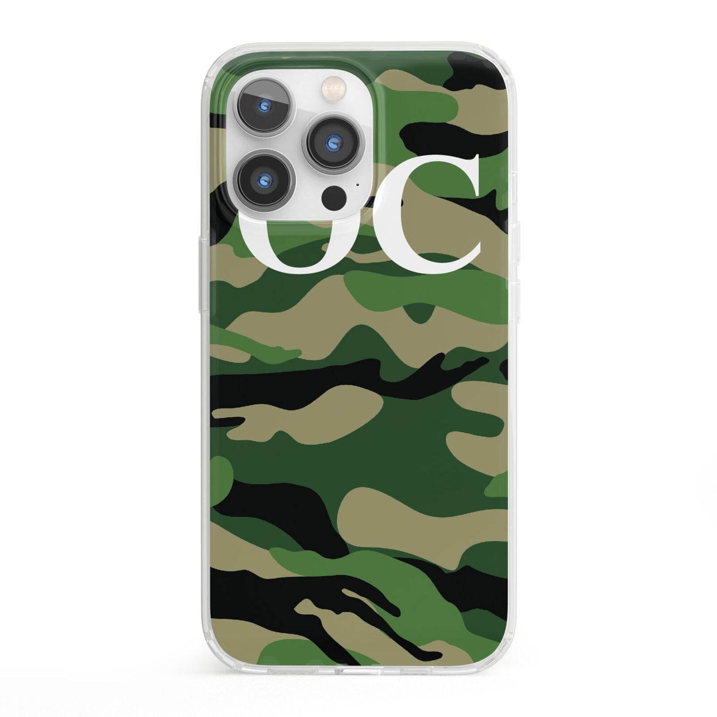 Personalised Camouflage iPhone 13 Pro Clear Bumper Case
