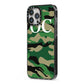 Personalised Camouflage iPhone 13 Pro Max Black Impact Case Side Angle on Silver phone