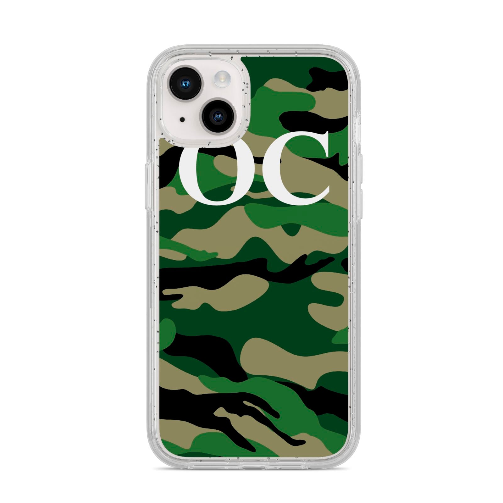 Personalised Camouflage iPhone 14 Plus Glitter Tough Case Starlight