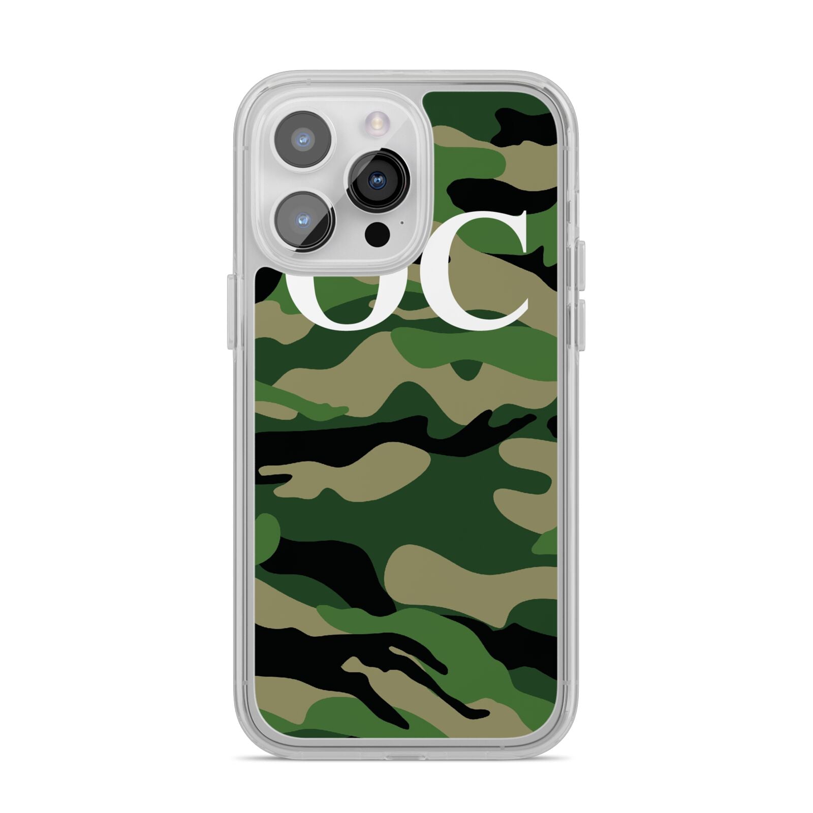 Personalised Camouflage iPhone 14 Pro Max Clear Tough Case Silver