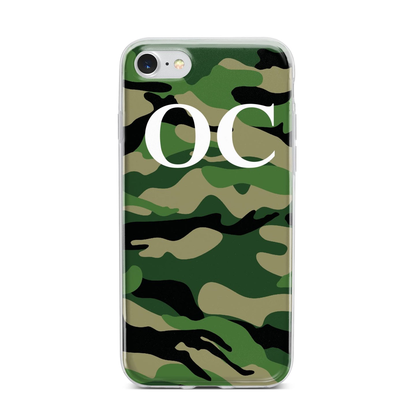 Personalised Camouflage iPhone 7 Bumper Case on Silver iPhone