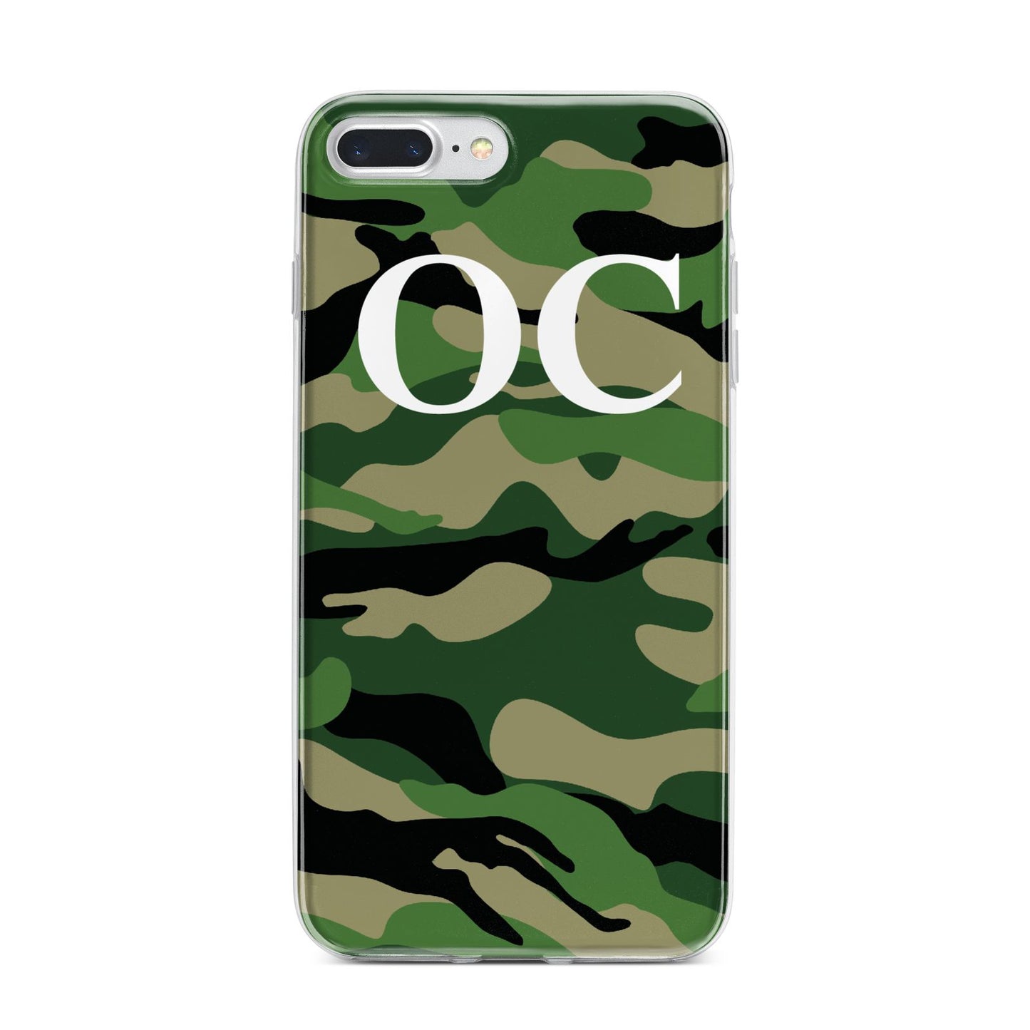 Personalised Camouflage iPhone 7 Plus Bumper Case on Silver iPhone