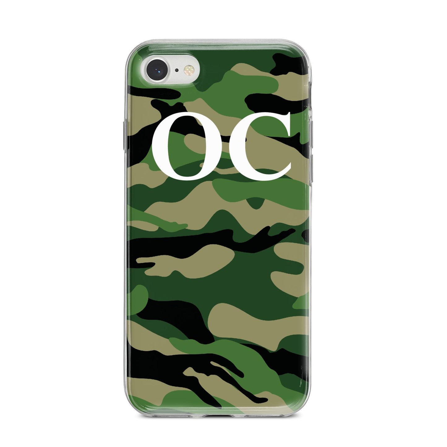 Personalised Camouflage iPhone 8 Bumper Case on Silver iPhone