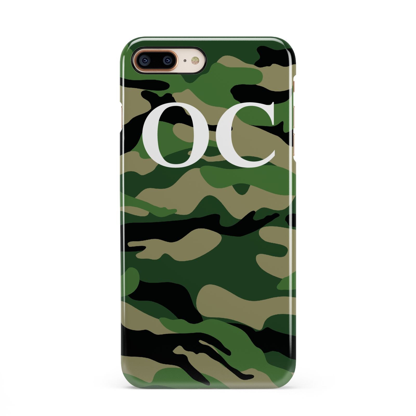 Personalised Camouflage iPhone 8 Plus 3D Snap Case on Gold Phone