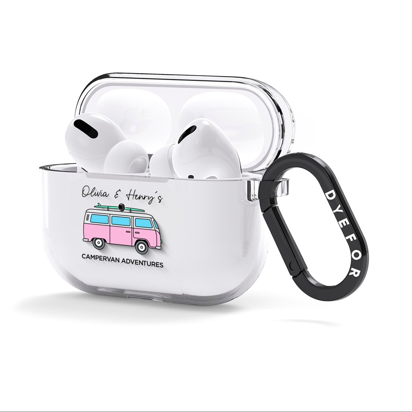 Personalised Campervan Adventures AirPods Clear Case 3rd Gen Side Image