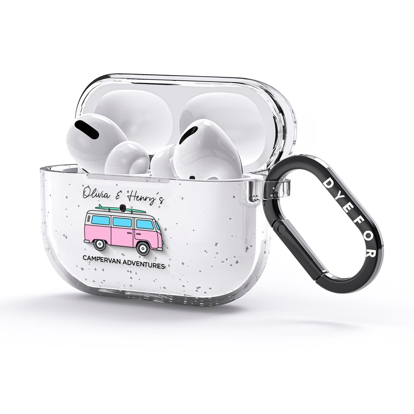 Personalised Campervan Adventures AirPods Glitter Case 3rd Gen Side Image