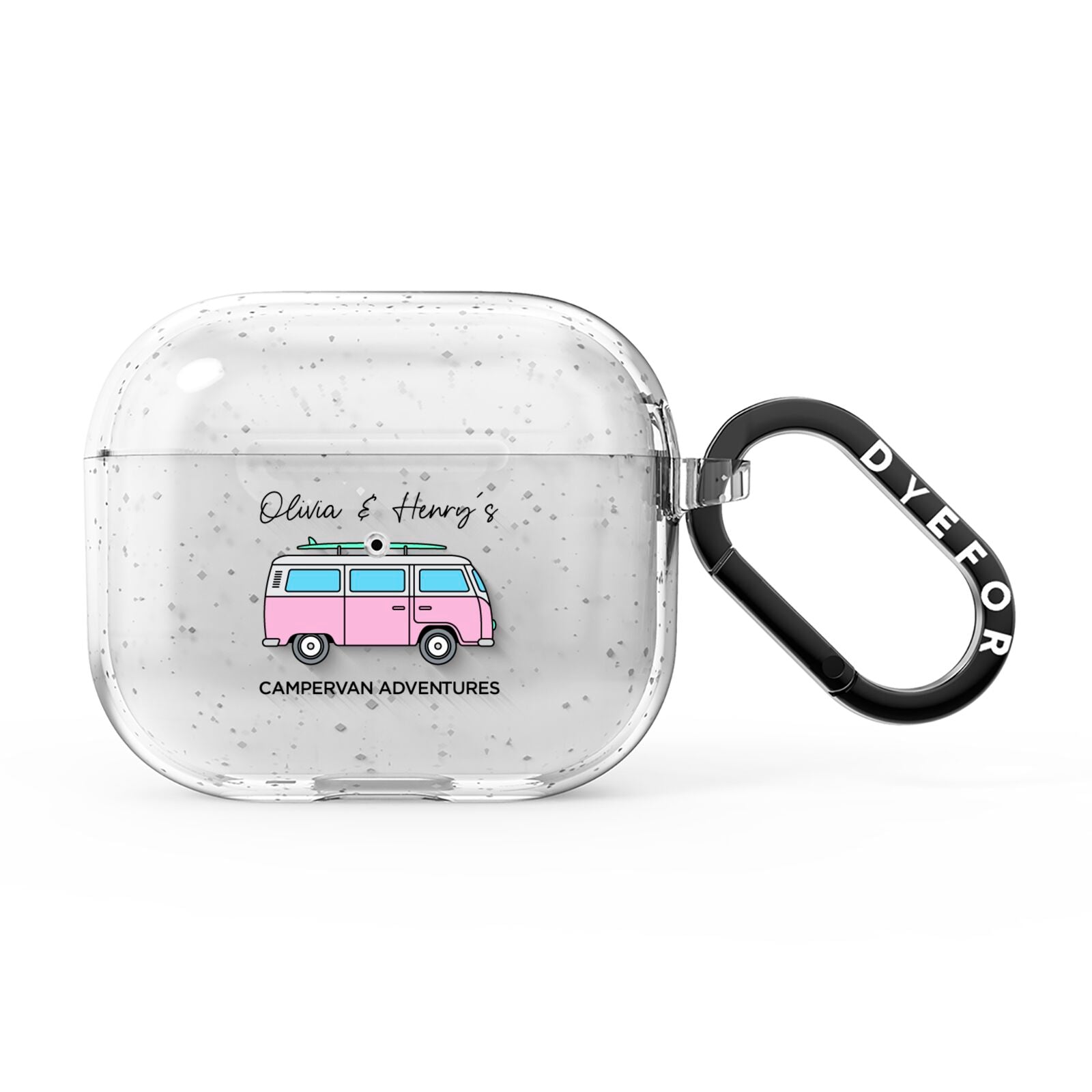 Personalised Campervan Adventures AirPods Glitter Case 3rd Gen