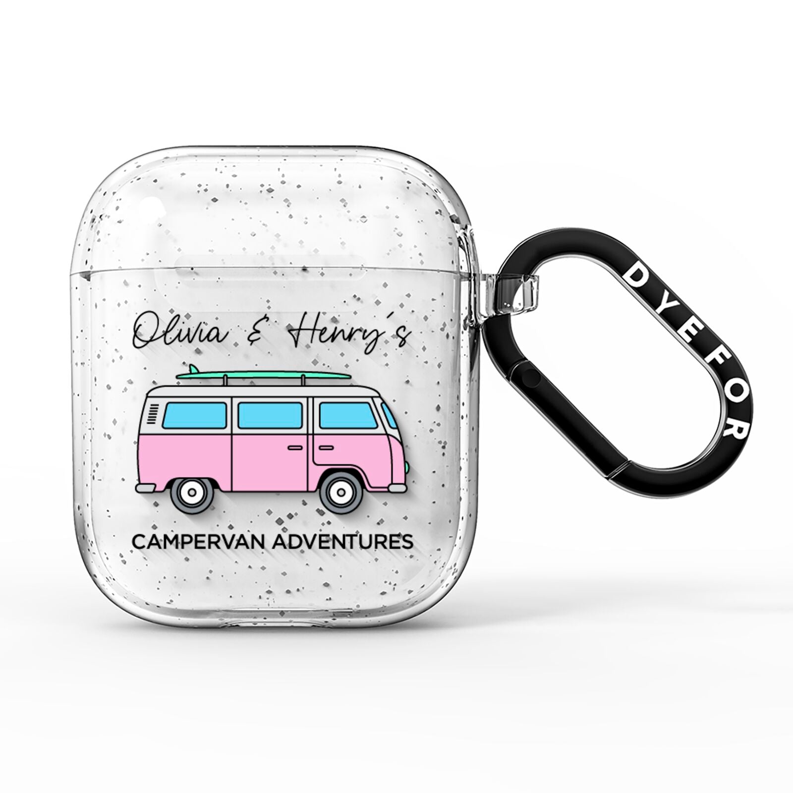 Personalised Campervan Adventures AirPods Glitter Case